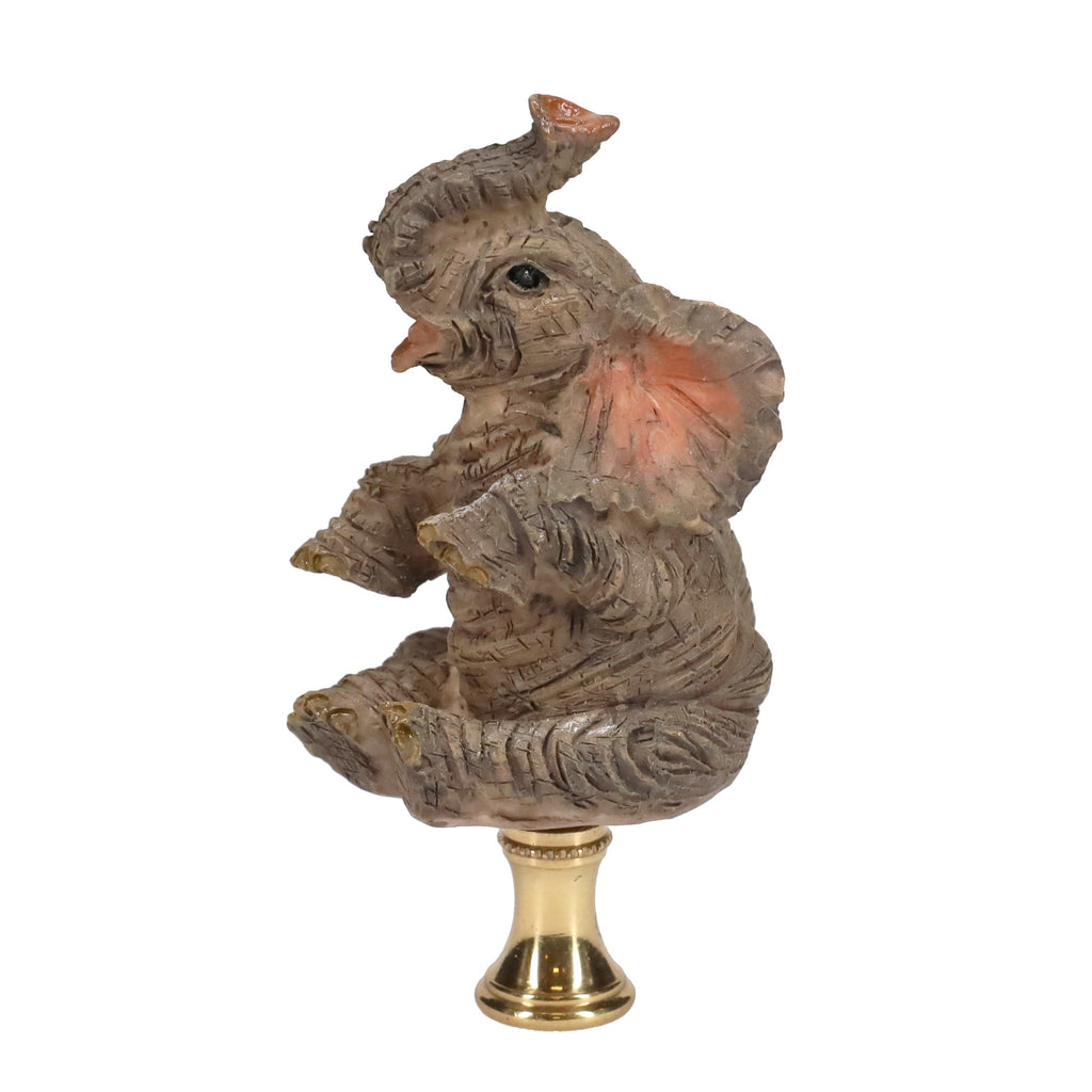 3-1/2" Tall Brass Finial Elephant, Ceramic, 1/4-27F Tap (15129A)