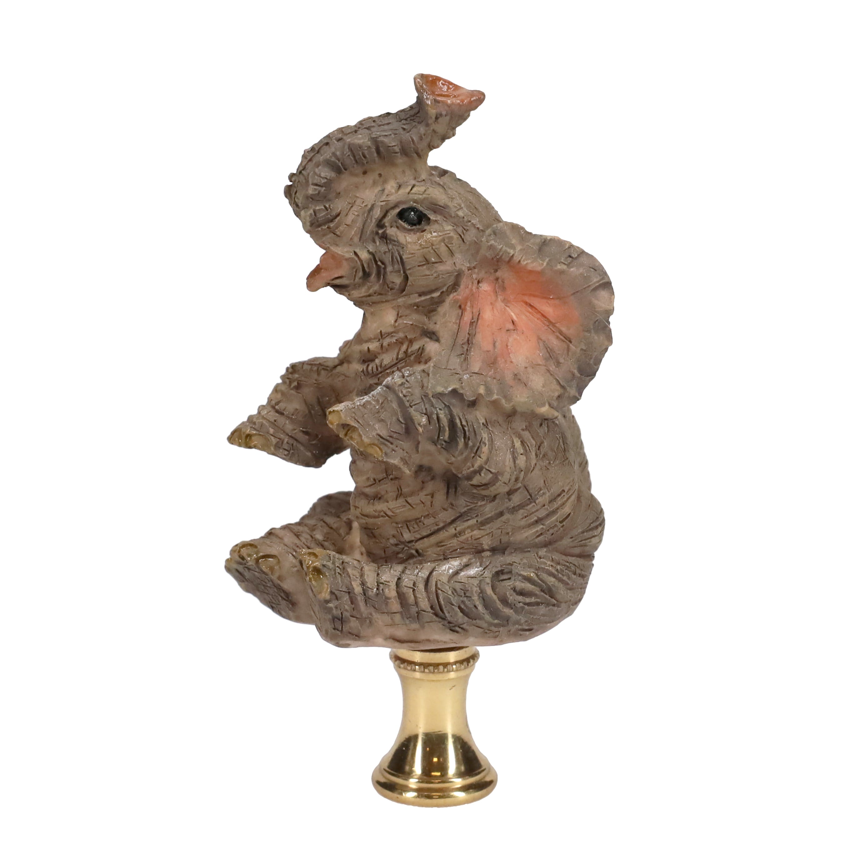 3-1/2" Tall Brass Finial Elephant, Ceramic, 1/4-27F Tap (15129A)