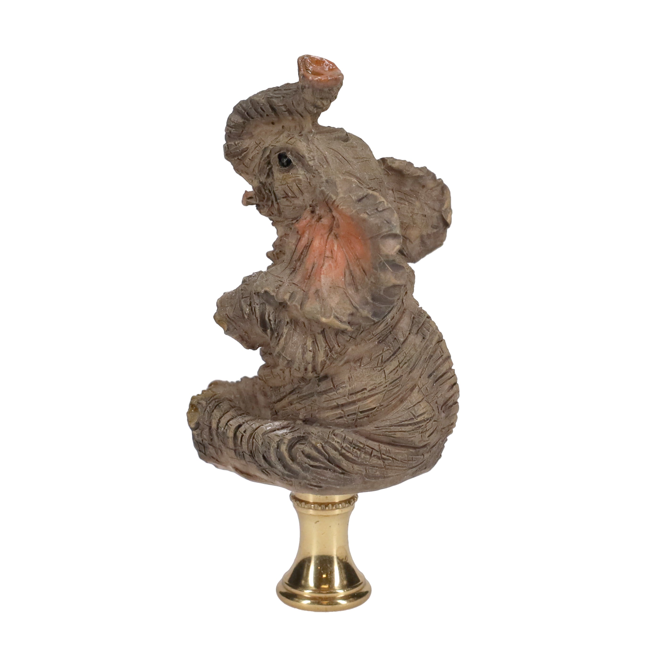 3-1/2" Tall Brass Finial Elephant, Ceramic, 1/4-27F Tap (15129A)