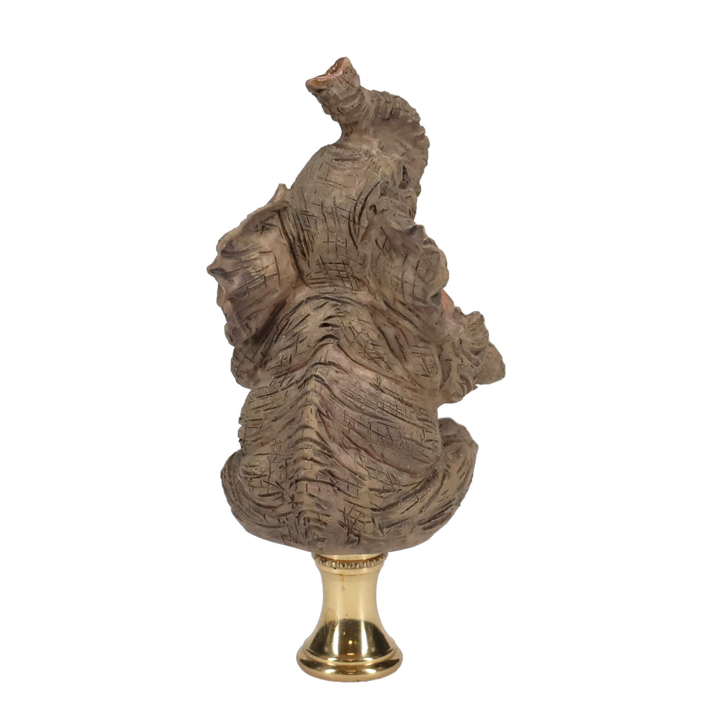 3-1/2" Tall Brass Finial Elephant, Ceramic, 1/4-27F Tap (15129A)