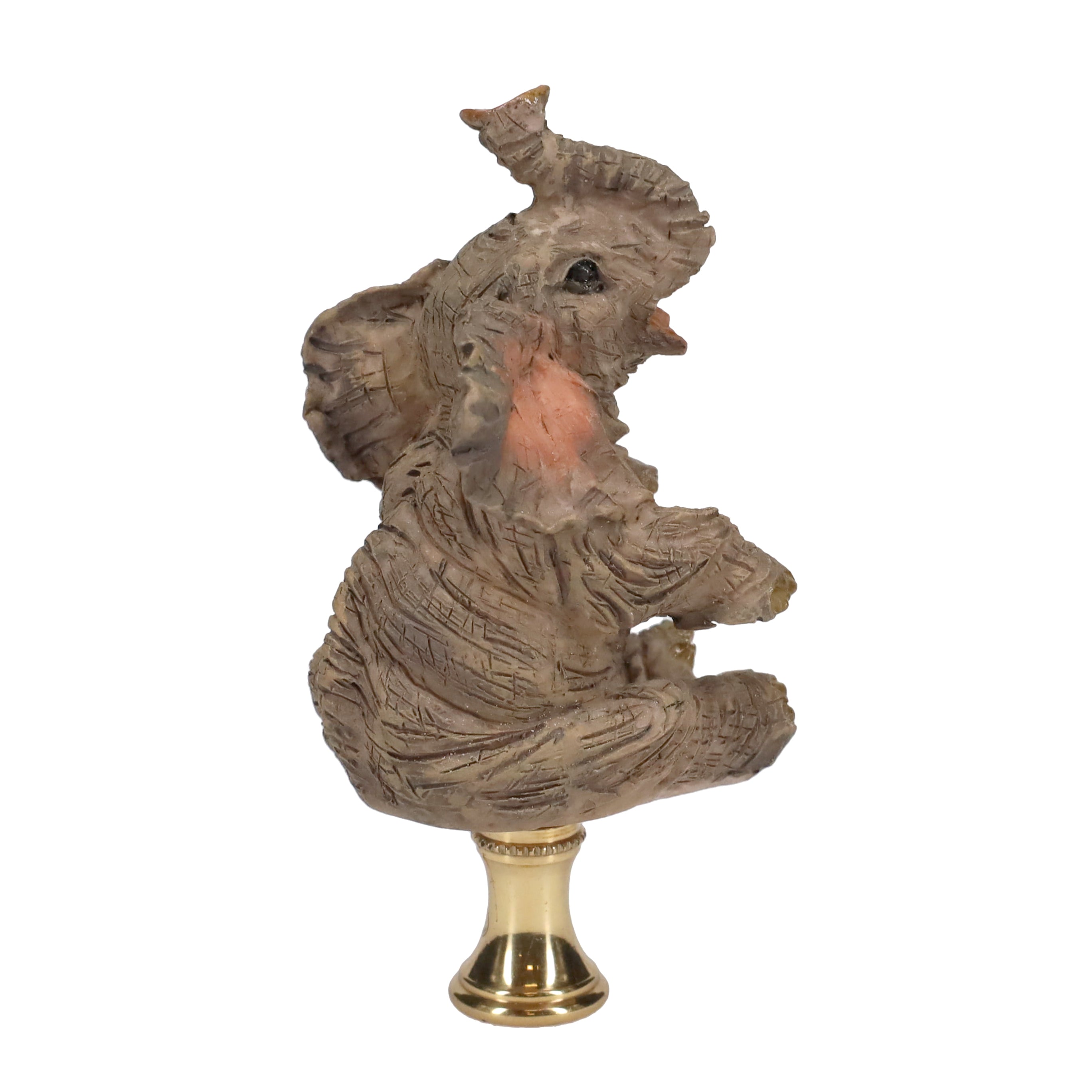 3-1/2" Tall Brass Finial Elephant, Ceramic, 1/4-27F Tap (15129A)