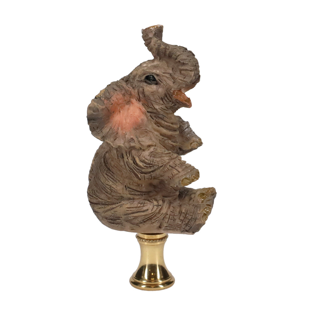 3-1/2" Tall Brass Finial Elephant, Ceramic, 1/4-27F Tap (15129A)