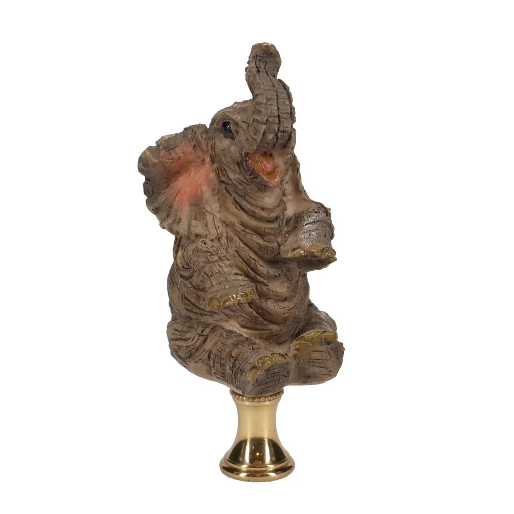 3-1/2" Tall Brass Finial Elephant, Ceramic, 1/4-27F Tap (15129A)
