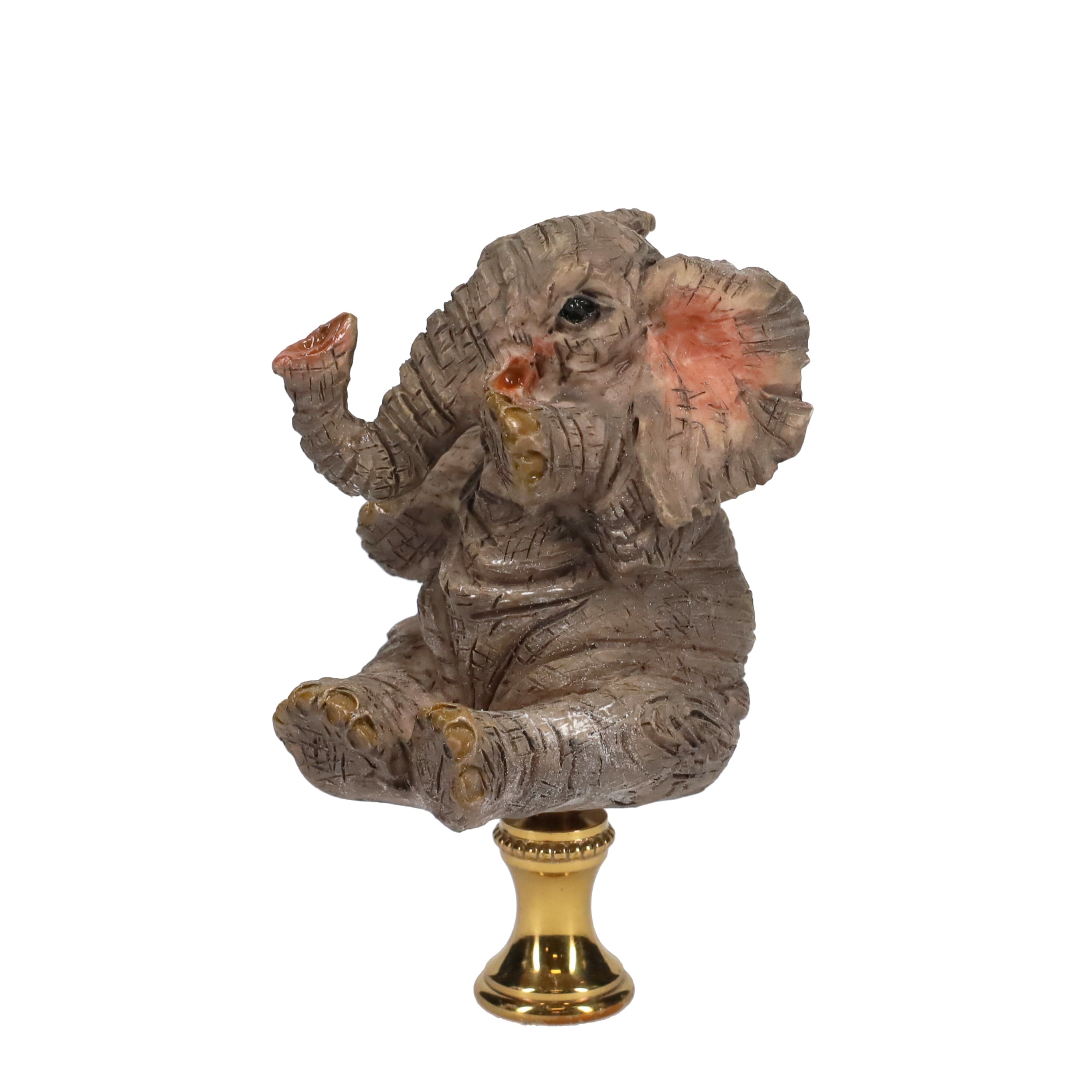 3" Tall Brass Finial Elephant, Ceramic, 1/4-27F Tap (15129B)