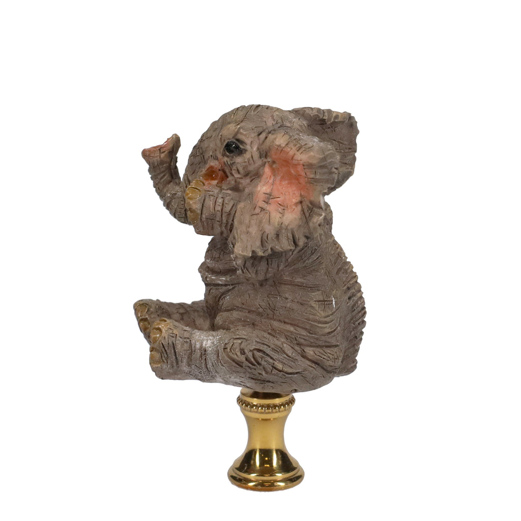 3" Tall Brass Finial Elephant, Ceramic, 1/4-27F Tap (15129B)