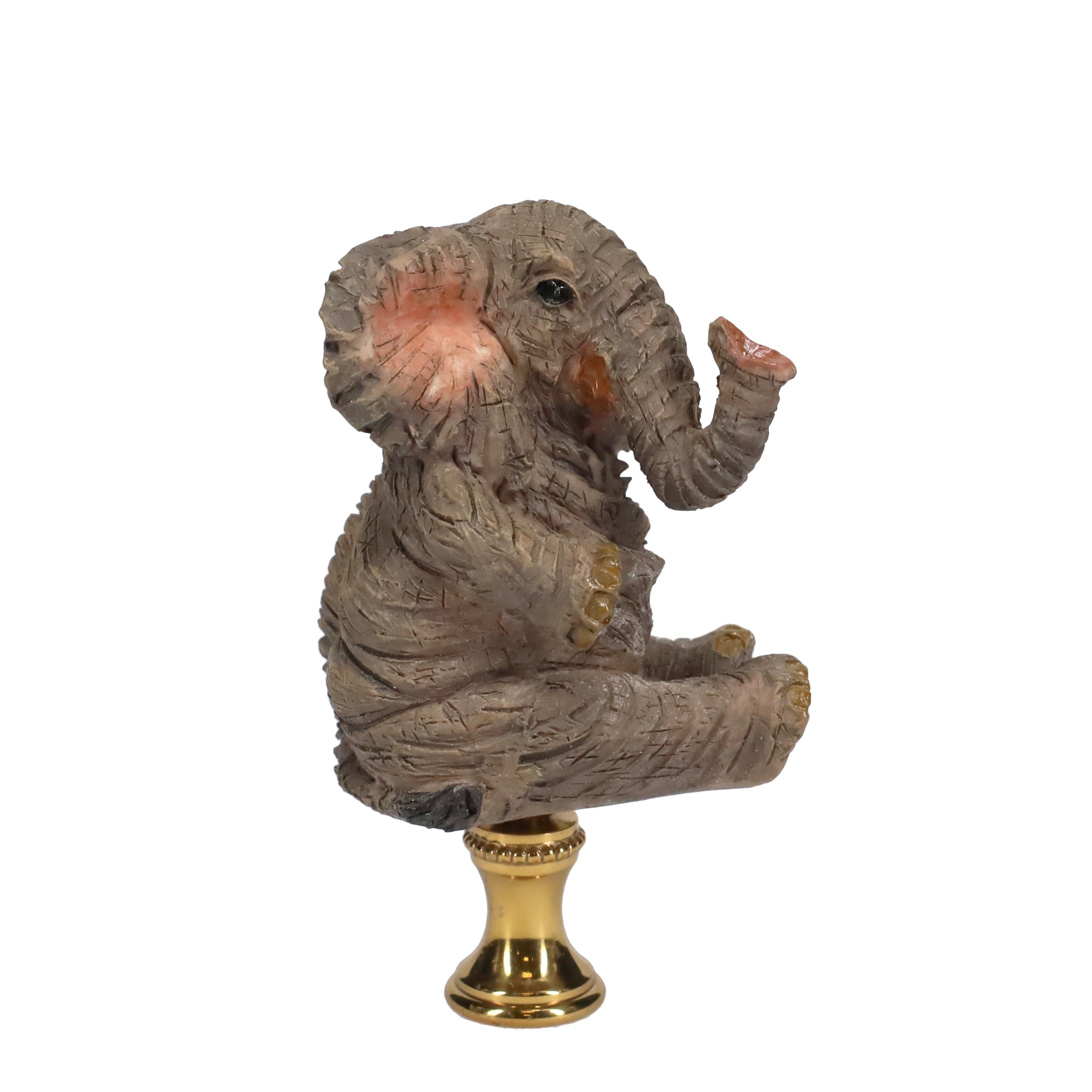 3" Tall Brass Finial Elephant, Ceramic, 1/4-27F Tap (15129B)