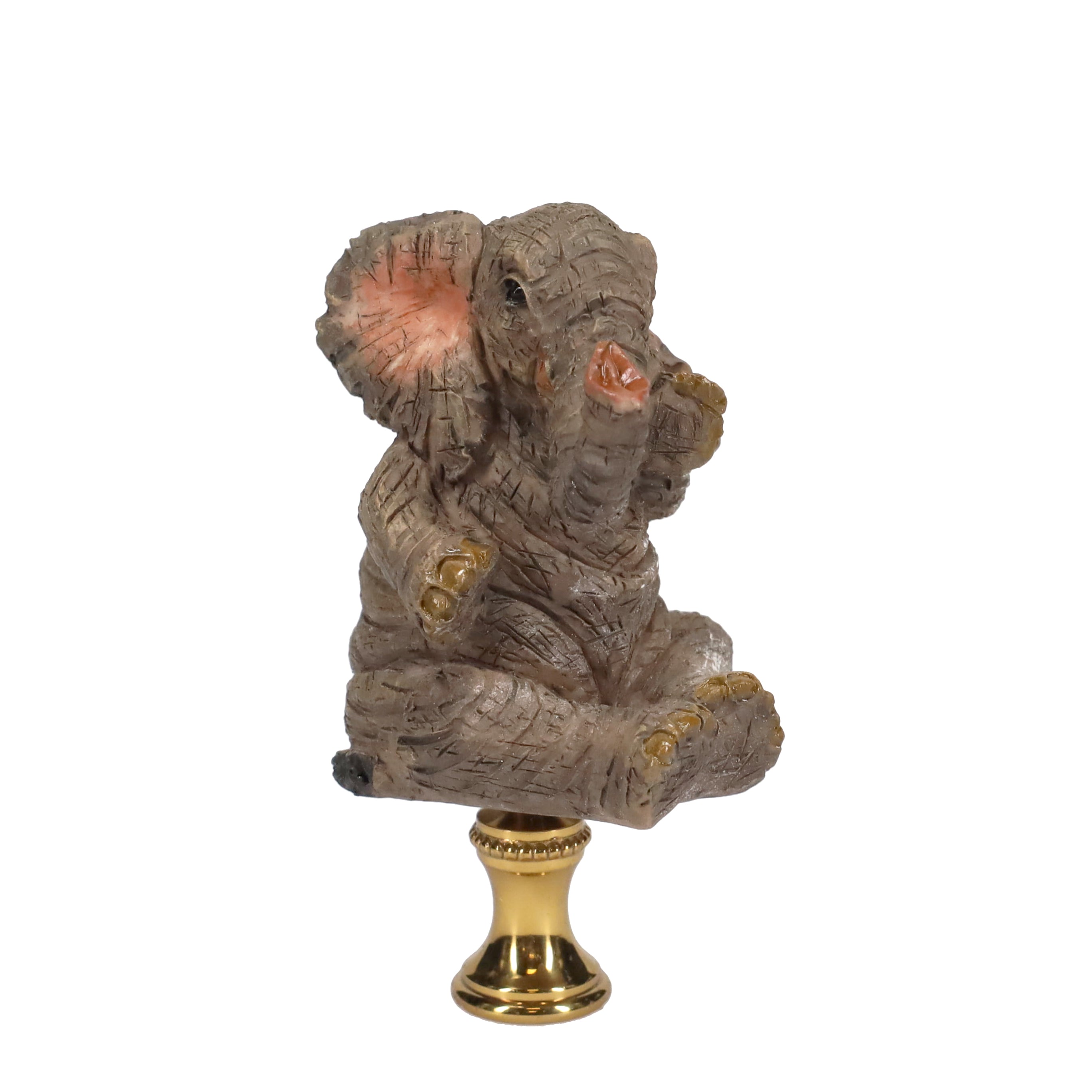 3" Tall Brass Finial Elephant, Ceramic, 1/4-27F Tap (15129B)