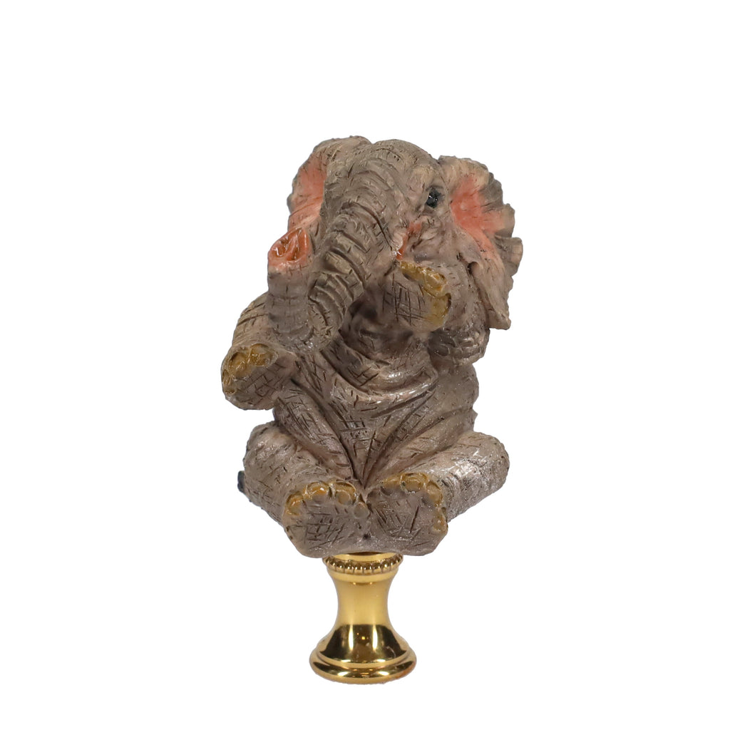 3" Tall Brass Finial Elephant, Ceramic, 1/4-27F Tap (15129B)
