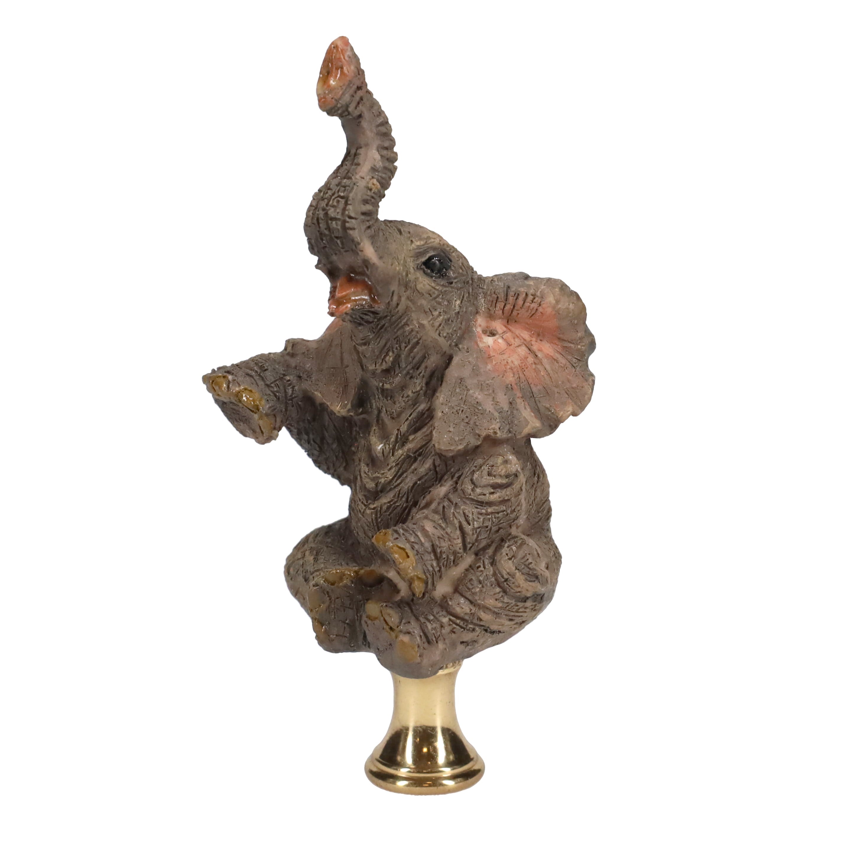3-7/8" Tall Brass Finial Elephant, Ceramic, 1/4-27F Tap (15129C)
