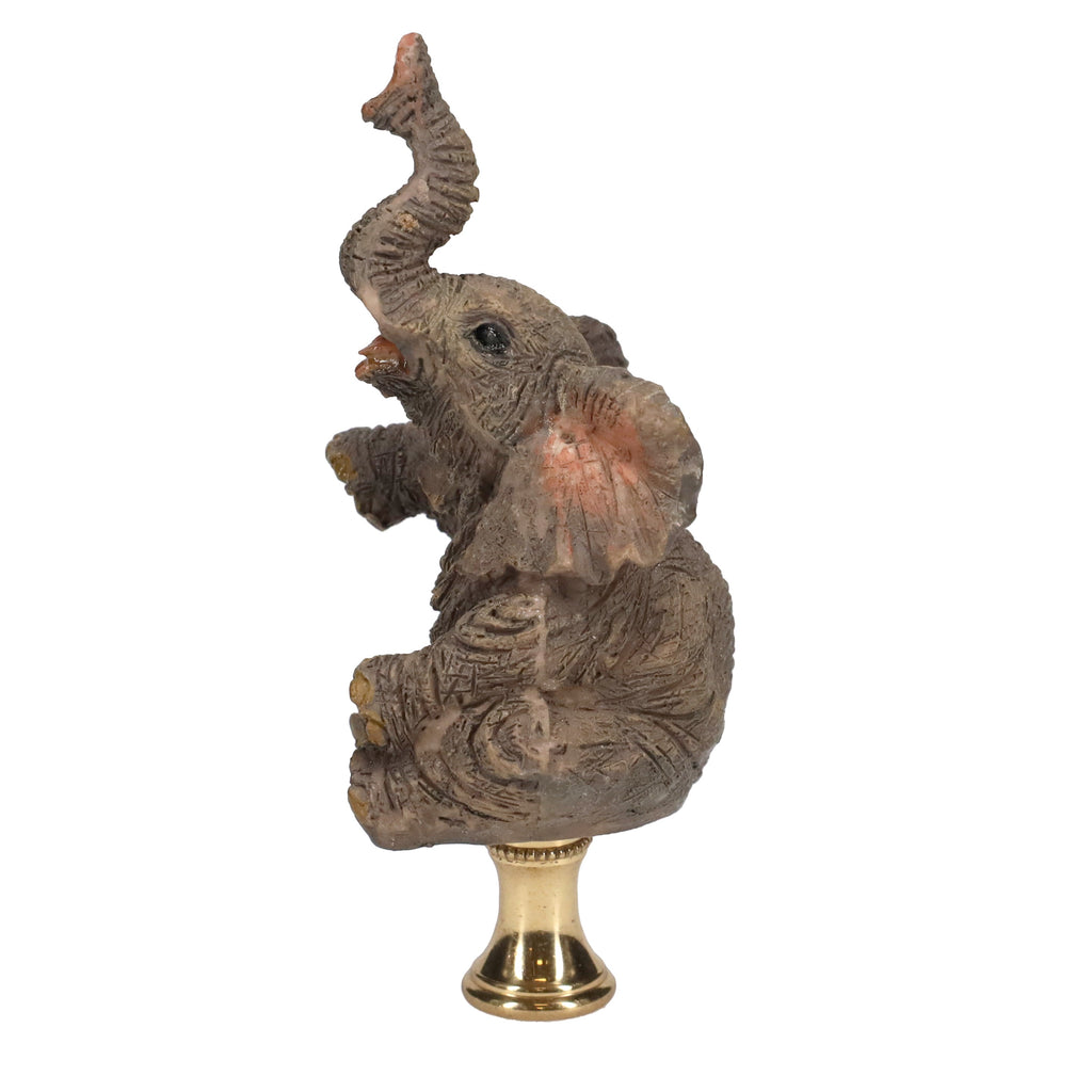 3-7/8" Tall Brass Finial Elephant, Ceramic, 1/4-27F Tap (15129C)