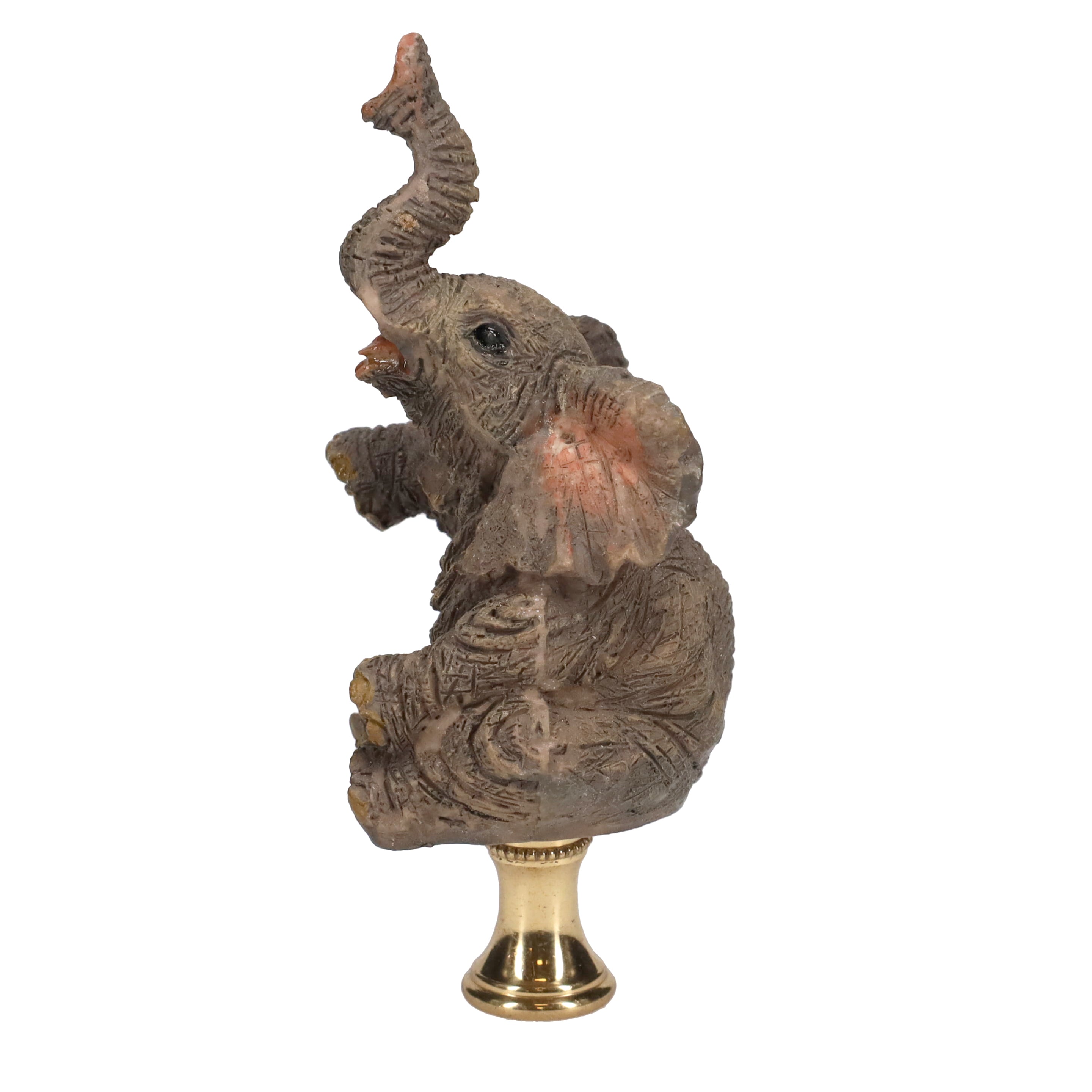 3-7/8" Tall Brass Finial Elephant, Ceramic, 1/4-27F Tap (15129C)