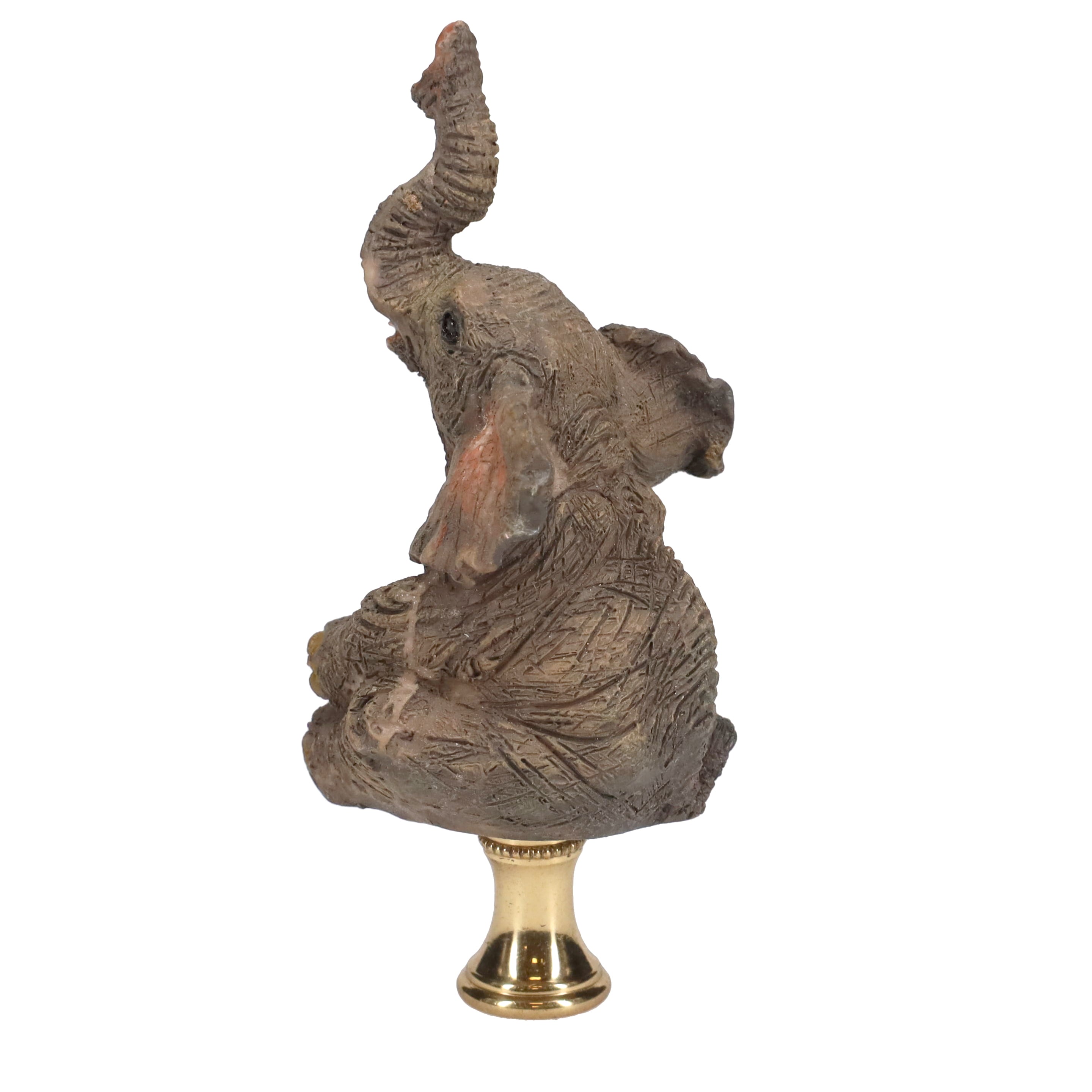 3-7/8" Tall Brass Finial Elephant, Ceramic, 1/4-27F Tap (15129C)