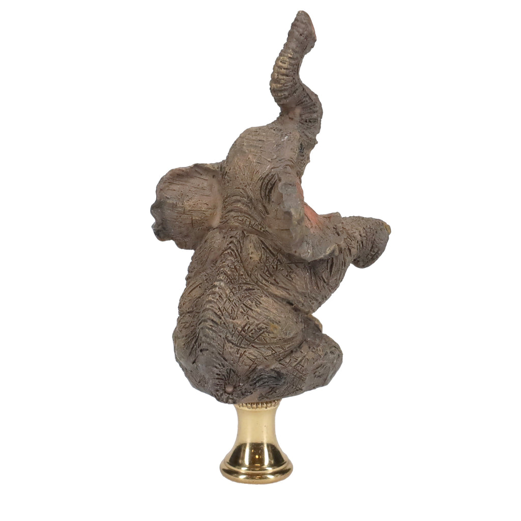 3-7/8" Tall Brass Finial Elephant, Ceramic, 1/4-27F Tap (15129C)