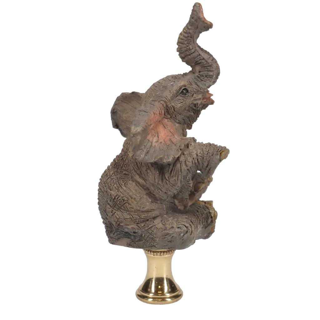 3-7/8" Tall Brass Finial Elephant, Ceramic, 1/4-27F Tap (15129C)