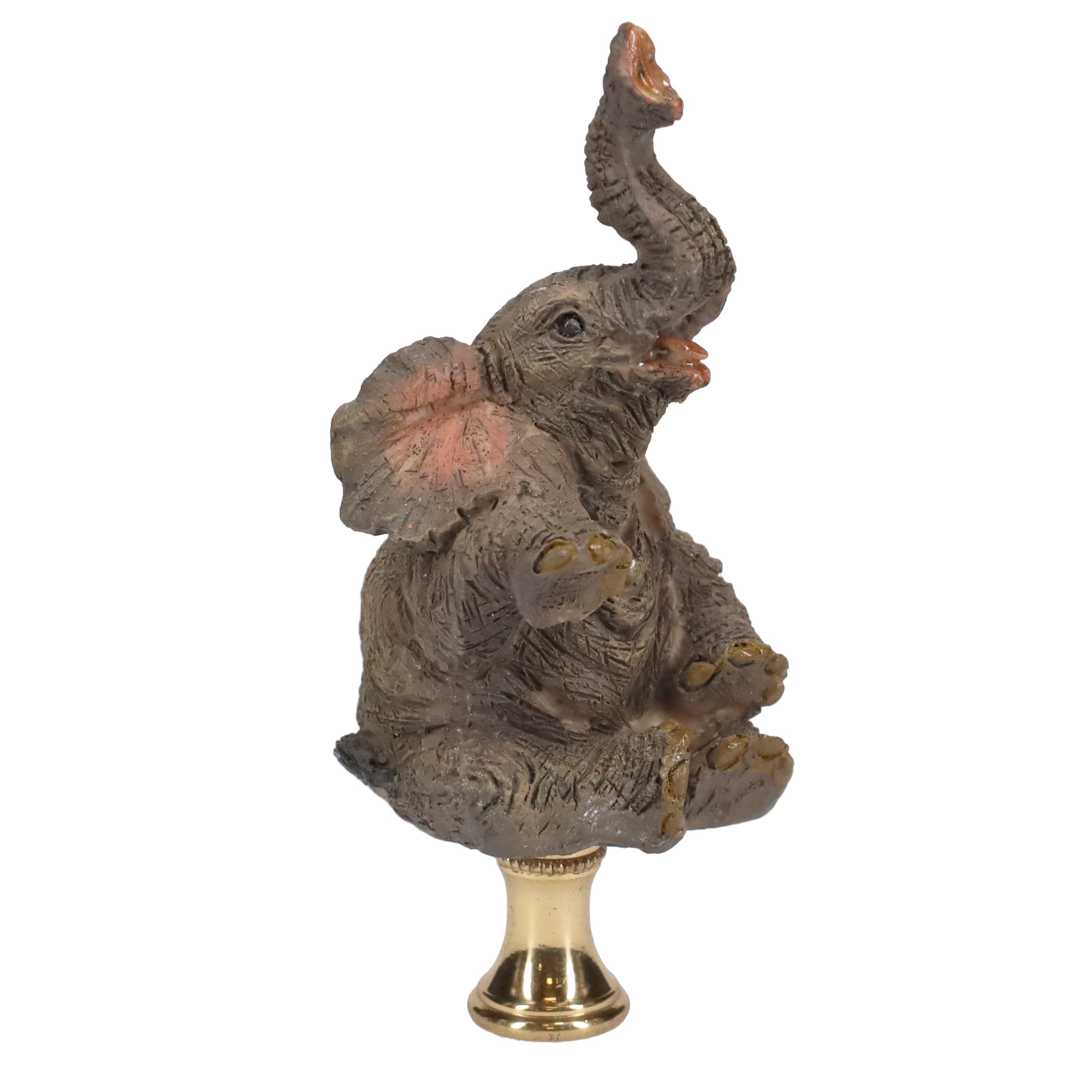 3-7/8" Tall Brass Finial Elephant, Ceramic, 1/4-27F Tap (15129C)