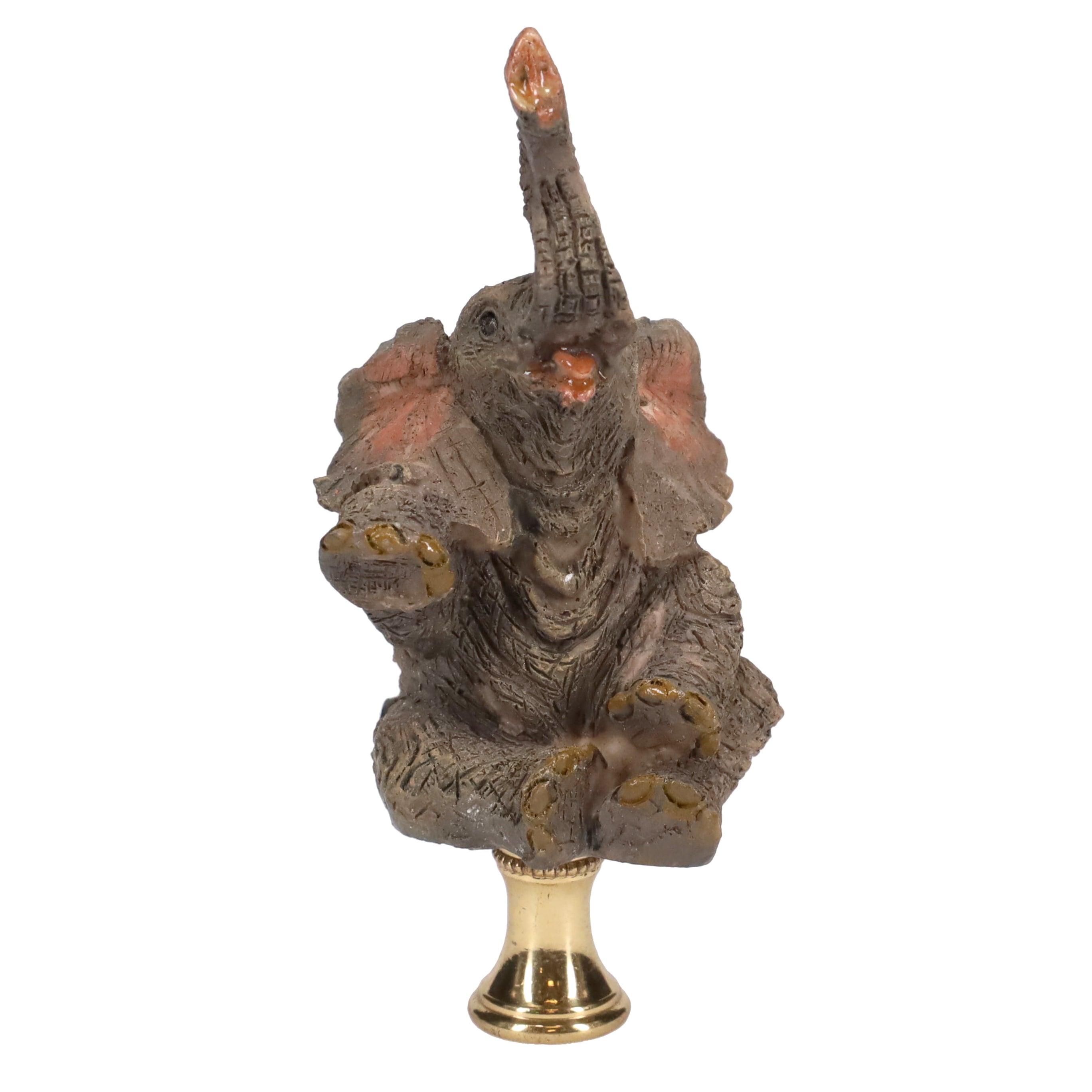 3-7/8" Tall Brass Finial Elephant, Ceramic, 1/4-27F Tap (15129C)