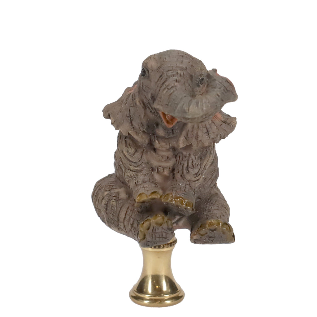 3" Tall Brass Finial Elephant, Ceramic, 1/4-27F Tap (15129D)