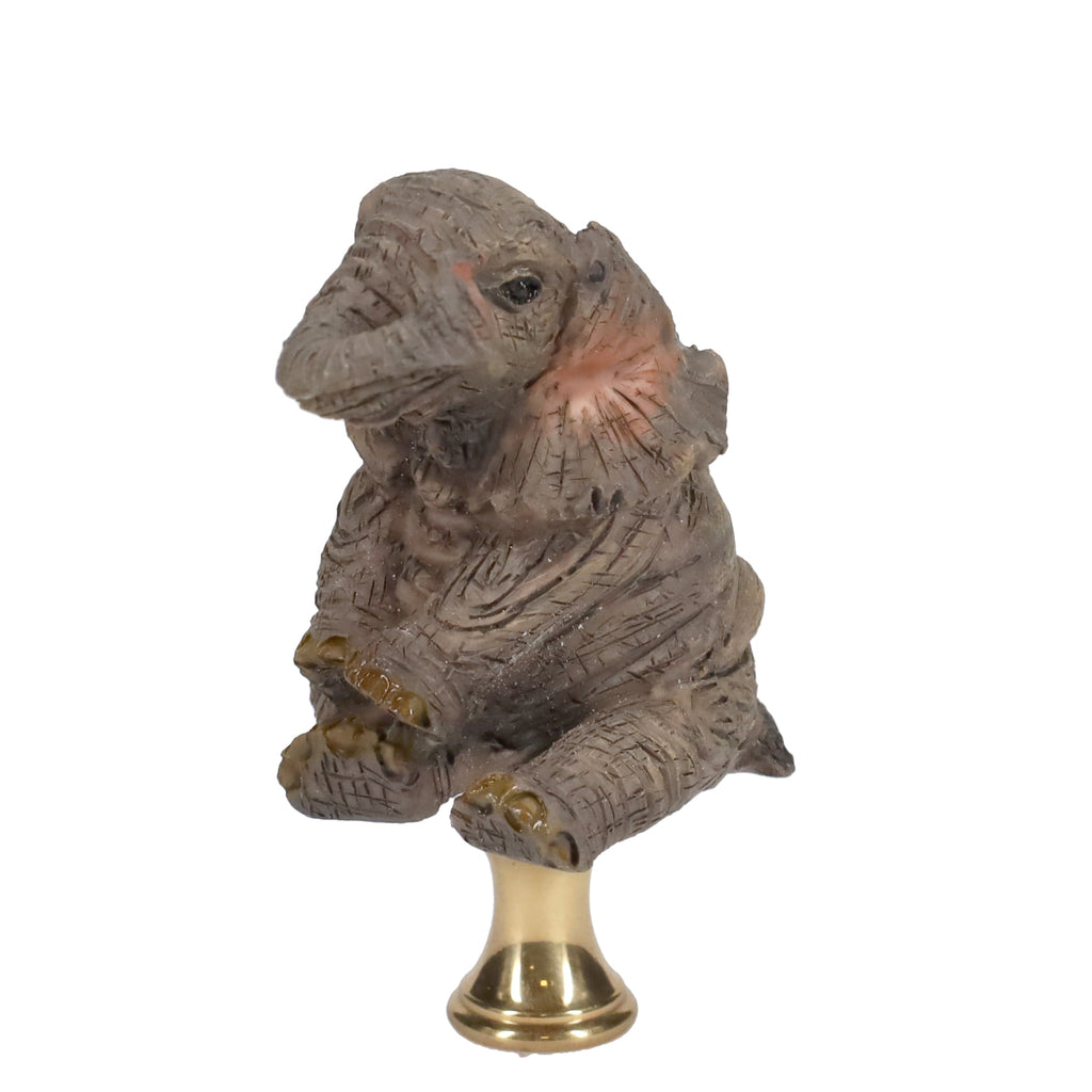 3" Tall Brass Finial Elephant, Ceramic, 1/4-27F Tap (15129D)