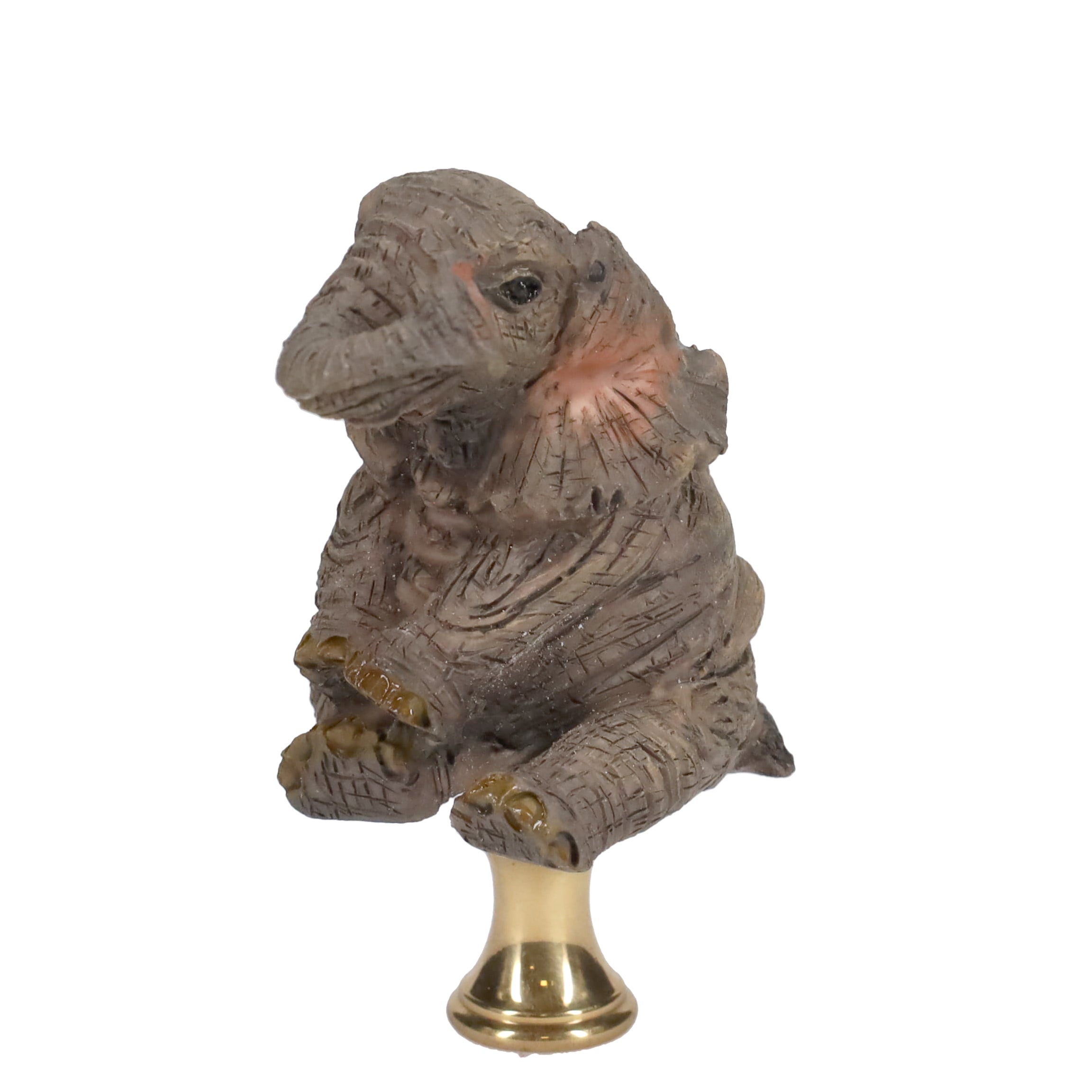 3" Tall Brass Finial Elephant, Ceramic, 1/4-27F Tap (15129D)