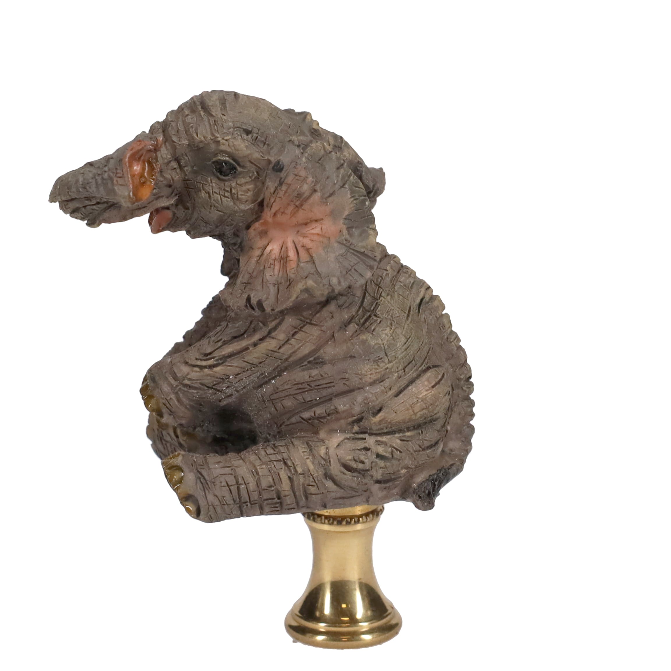 3" Tall Brass Finial Elephant, Ceramic, 1/4-27F Tap (15129D)