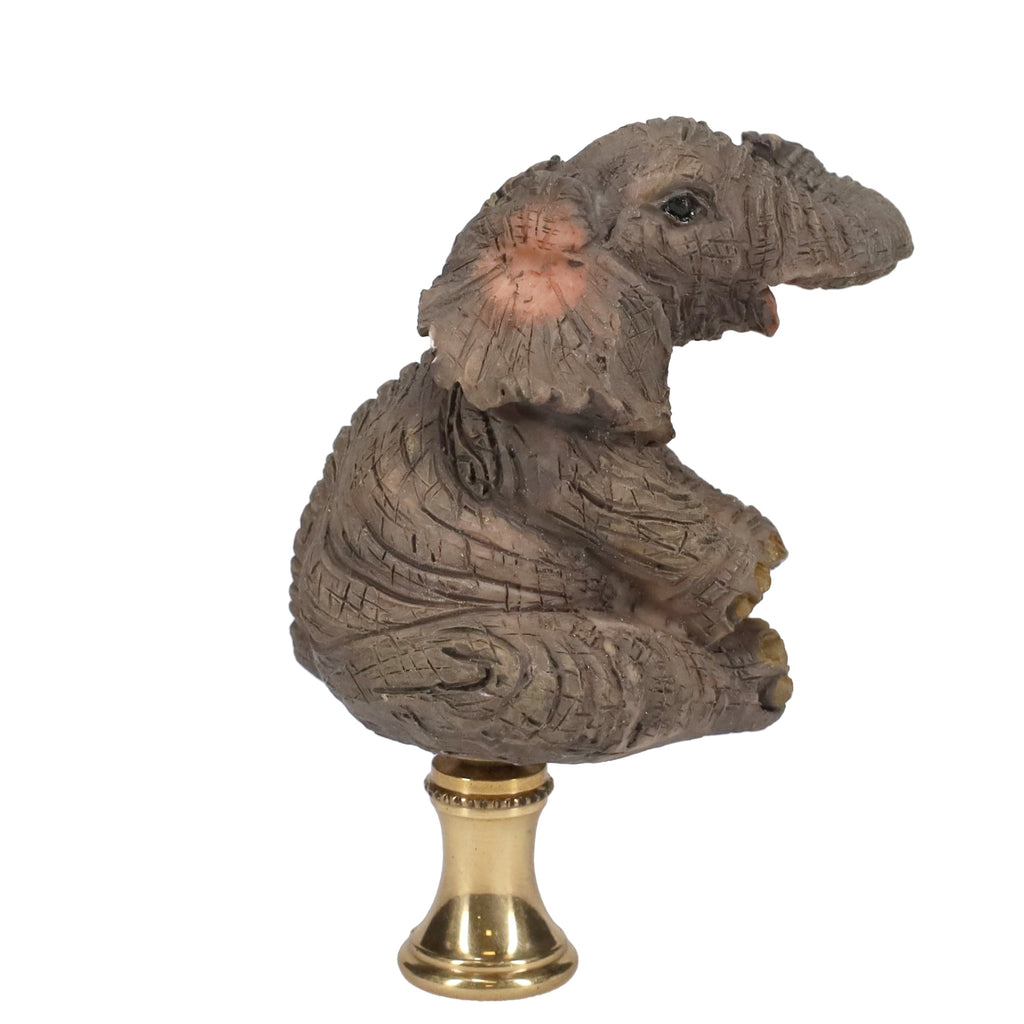 3" Tall Brass Finial Elephant, Ceramic, 1/4-27F Tap (15129D)