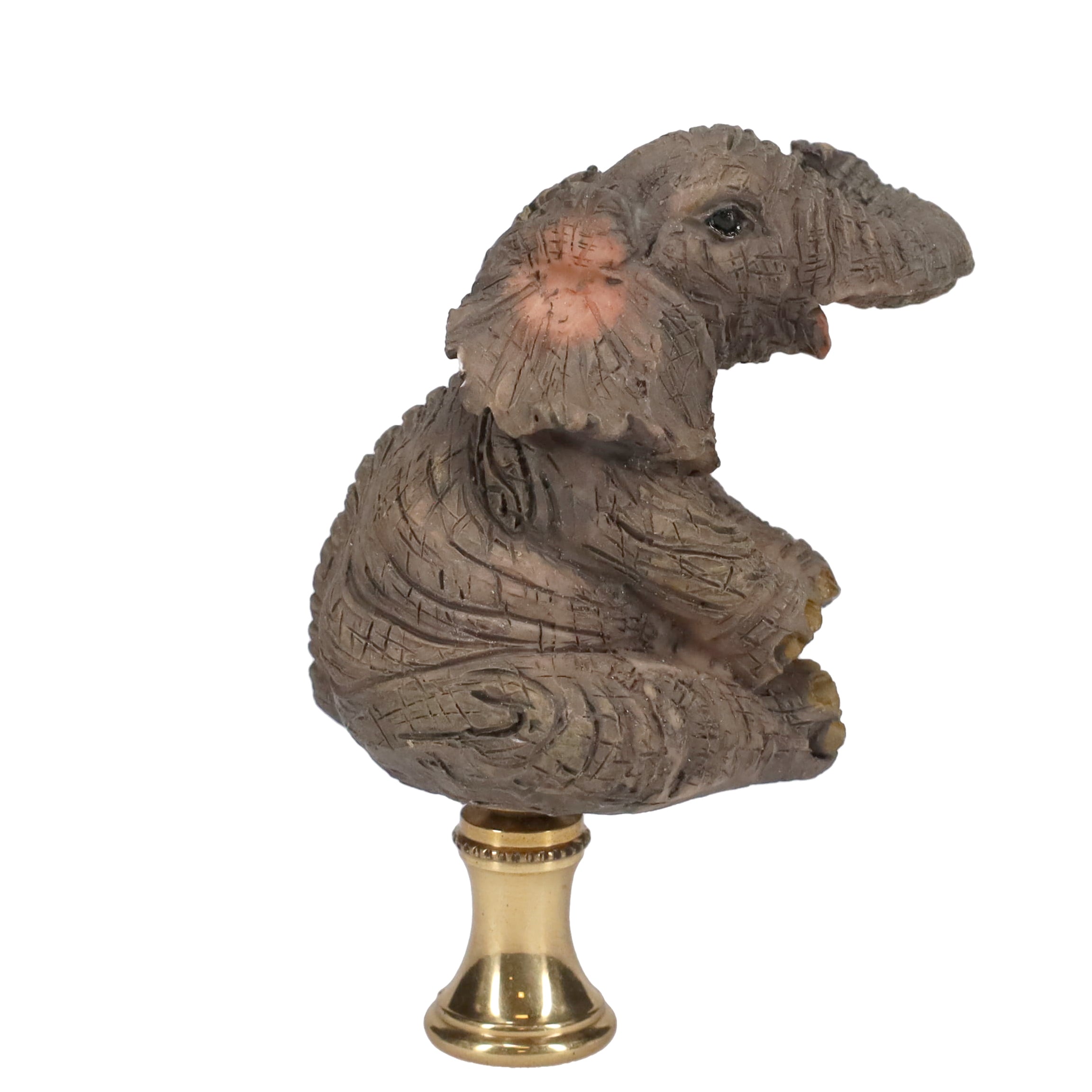 3" Tall Brass Finial Elephant, Ceramic, 1/4-27F Tap (15129D)