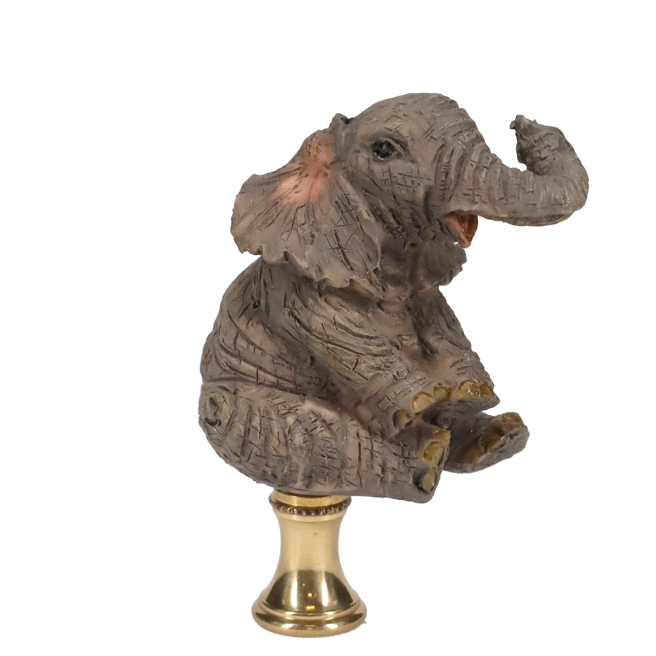 3" Tall Brass Finial Elephant, Ceramic, 1/4-27F Tap (15129D)