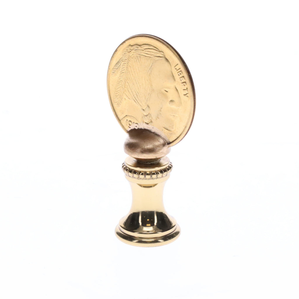 2" Tall Brass Finial Buffalo Nickel, 1/4-27F Tap (15131)