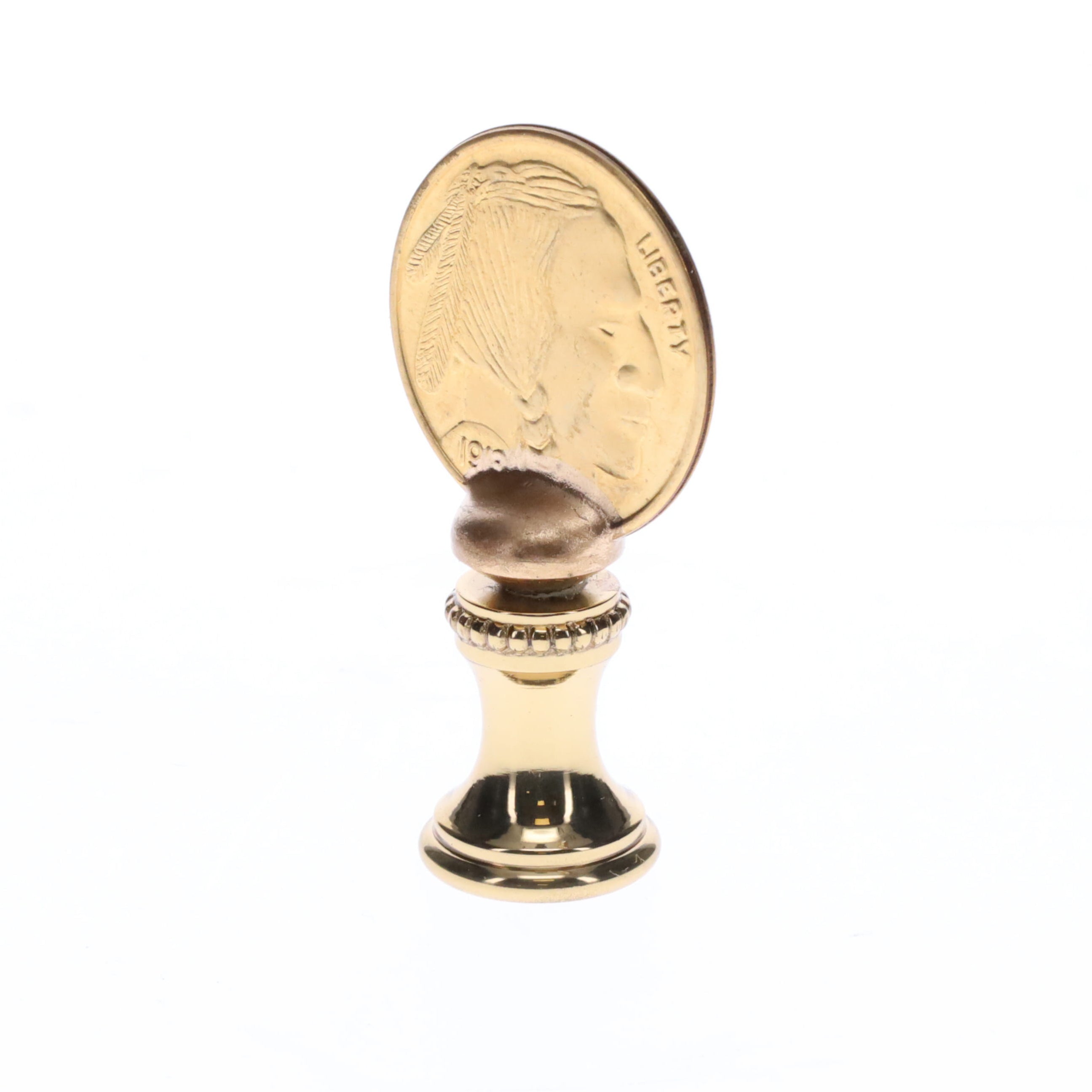 2" Tall Brass Finial Buffalo Nickel, 1/4-27F Tap (15131)