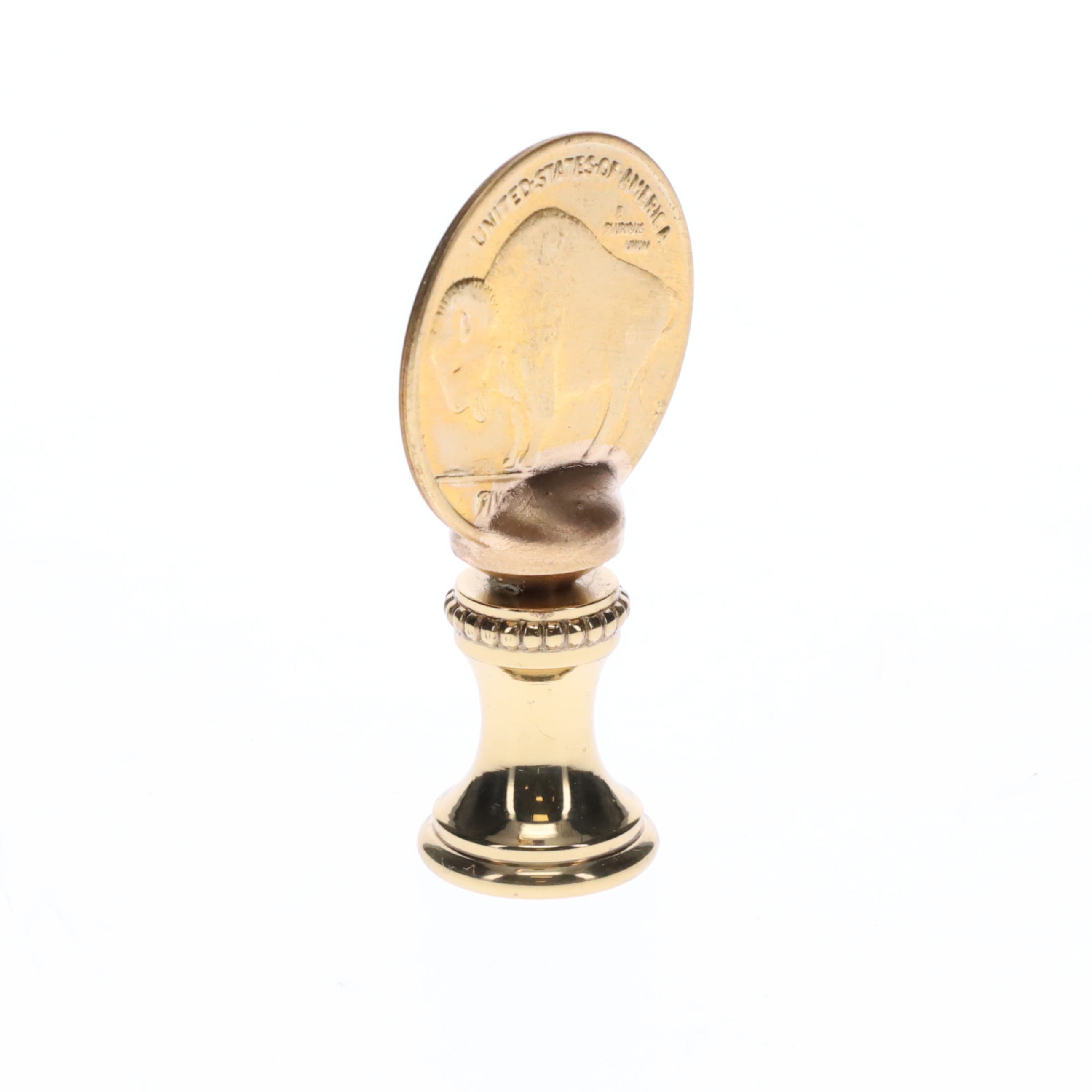 2" Tall Brass Finial Buffalo Nickel, 1/4-27F Tap (15131)