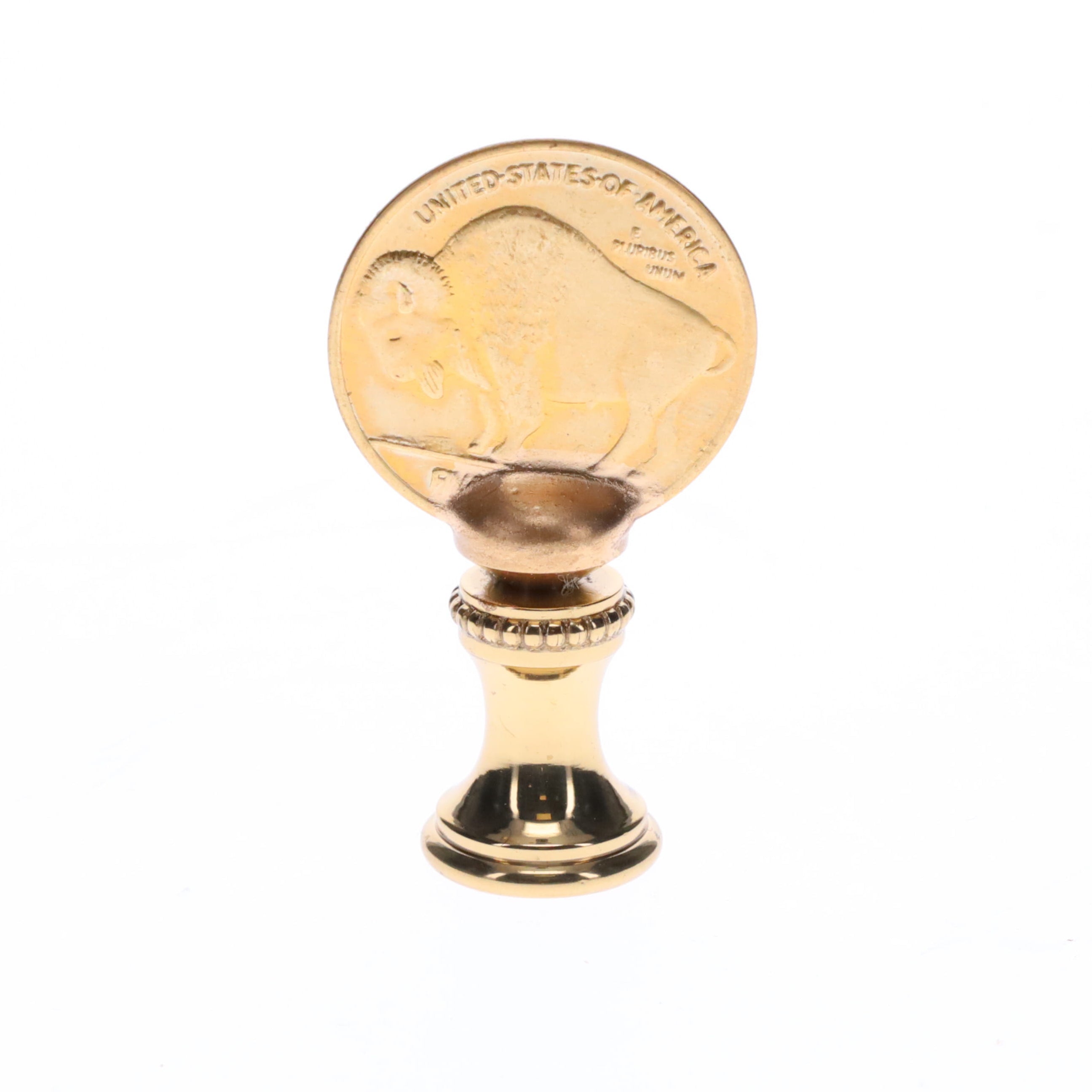 2" Tall Brass Finial Buffalo Nickel, 1/4-27F Tap (15131)