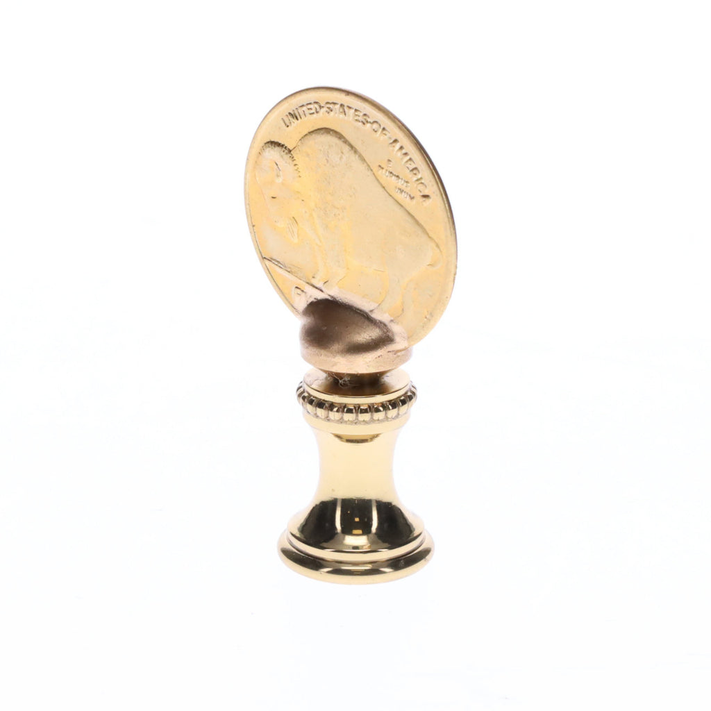 2" Tall Brass Finial Buffalo Nickel, 1/4-27F Tap (15131)