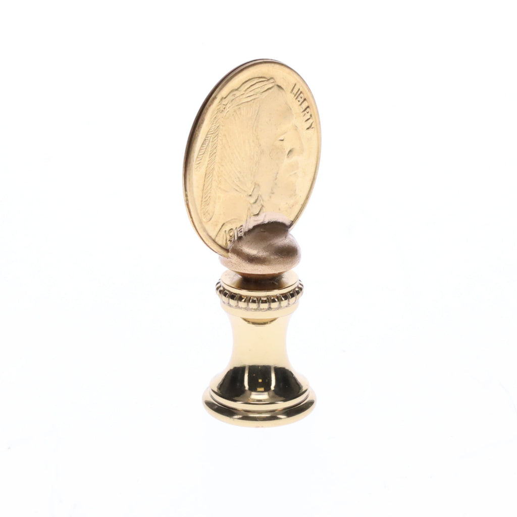 2" Tall Brass Finial Buffalo Nickel, 1/4-27F Tap (15131)