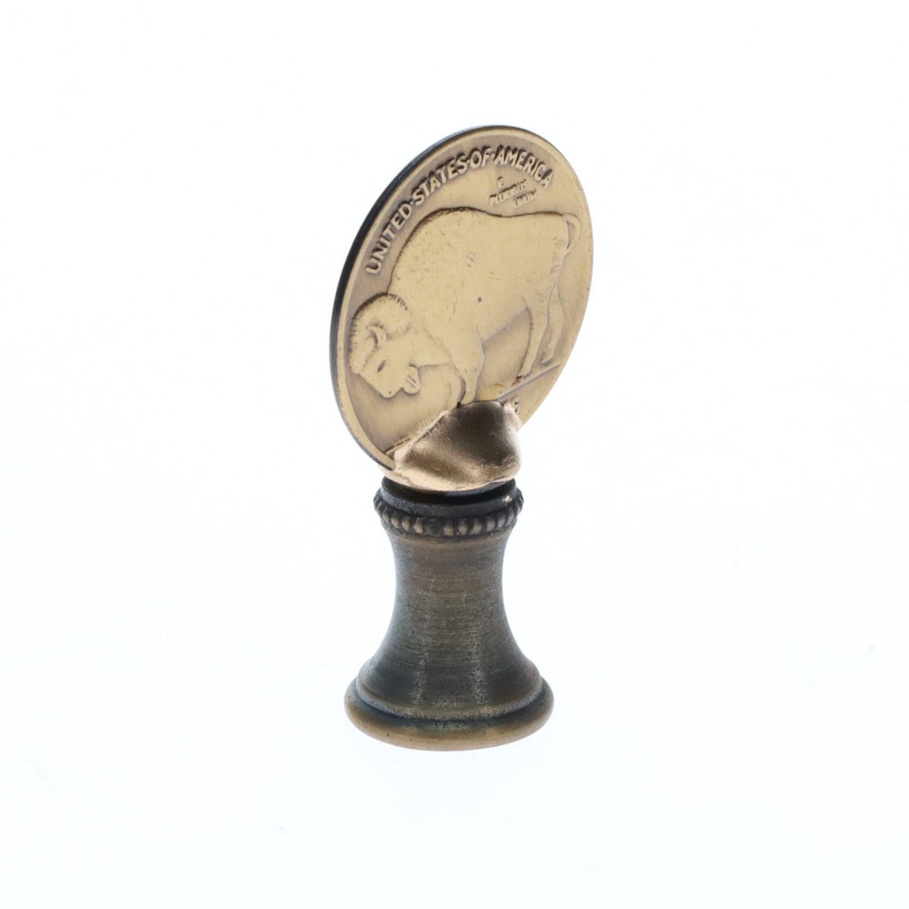 2" Tall Brass Finial Buffalo Nickel, Antique Bronze Finish, 1/4-27F Tap (15131BR)