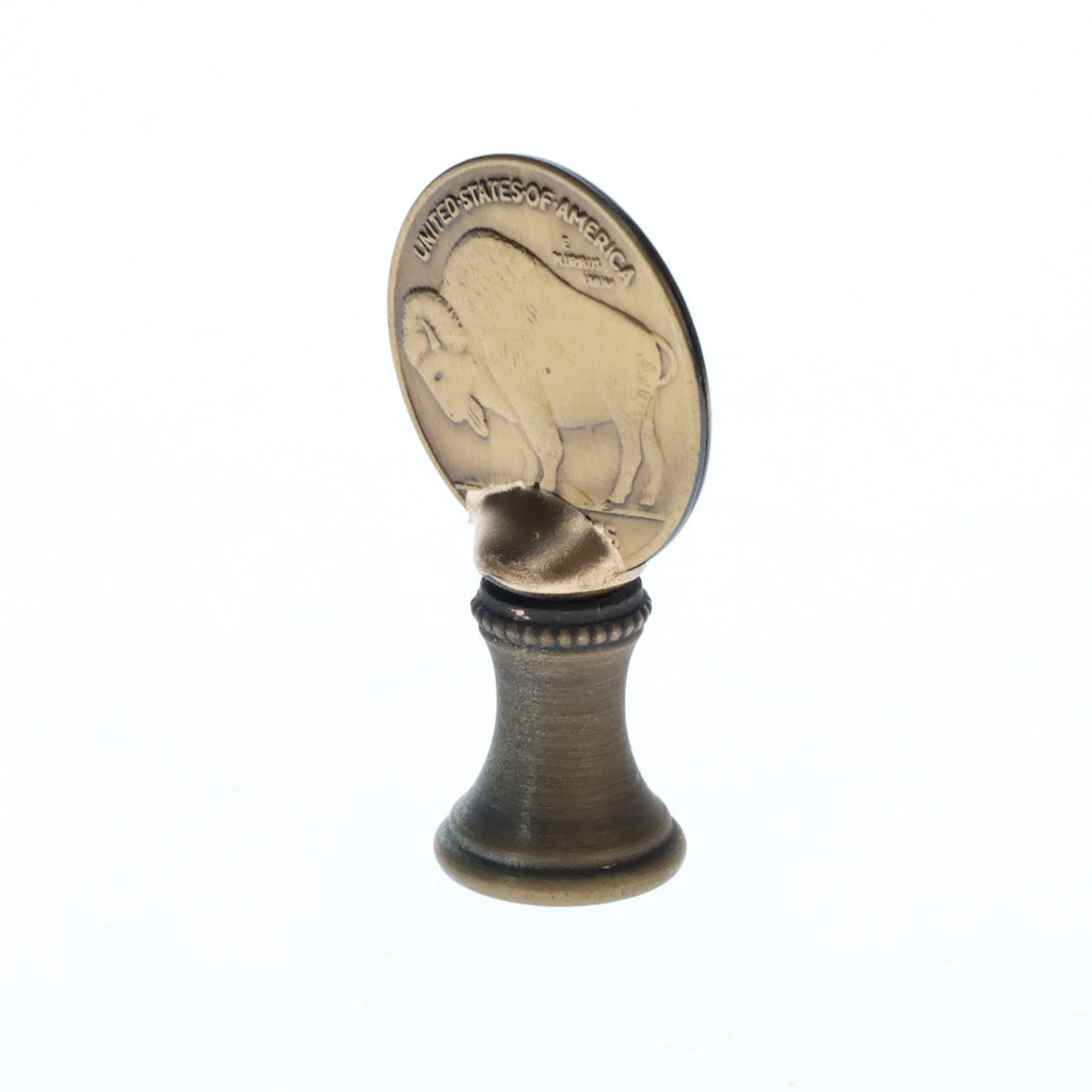 2" Tall Brass Finial Buffalo Nickel, Antique Bronze Finish, 1/4-27F Tap (15131BR)
