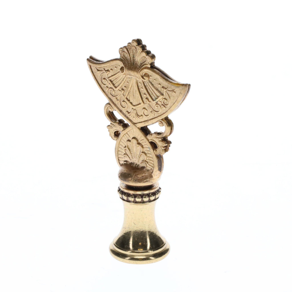 2-1/4" Tall Brass Finial Oriental Fan Scrollwork Pattern, 1/4-27F Tap (15132)