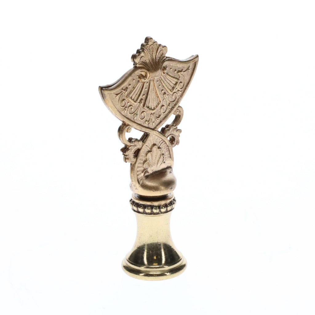 2-1/4" Tall Brass Finial Oriental Fan Scrollwork Pattern, 1/4-27F Tap (15132)