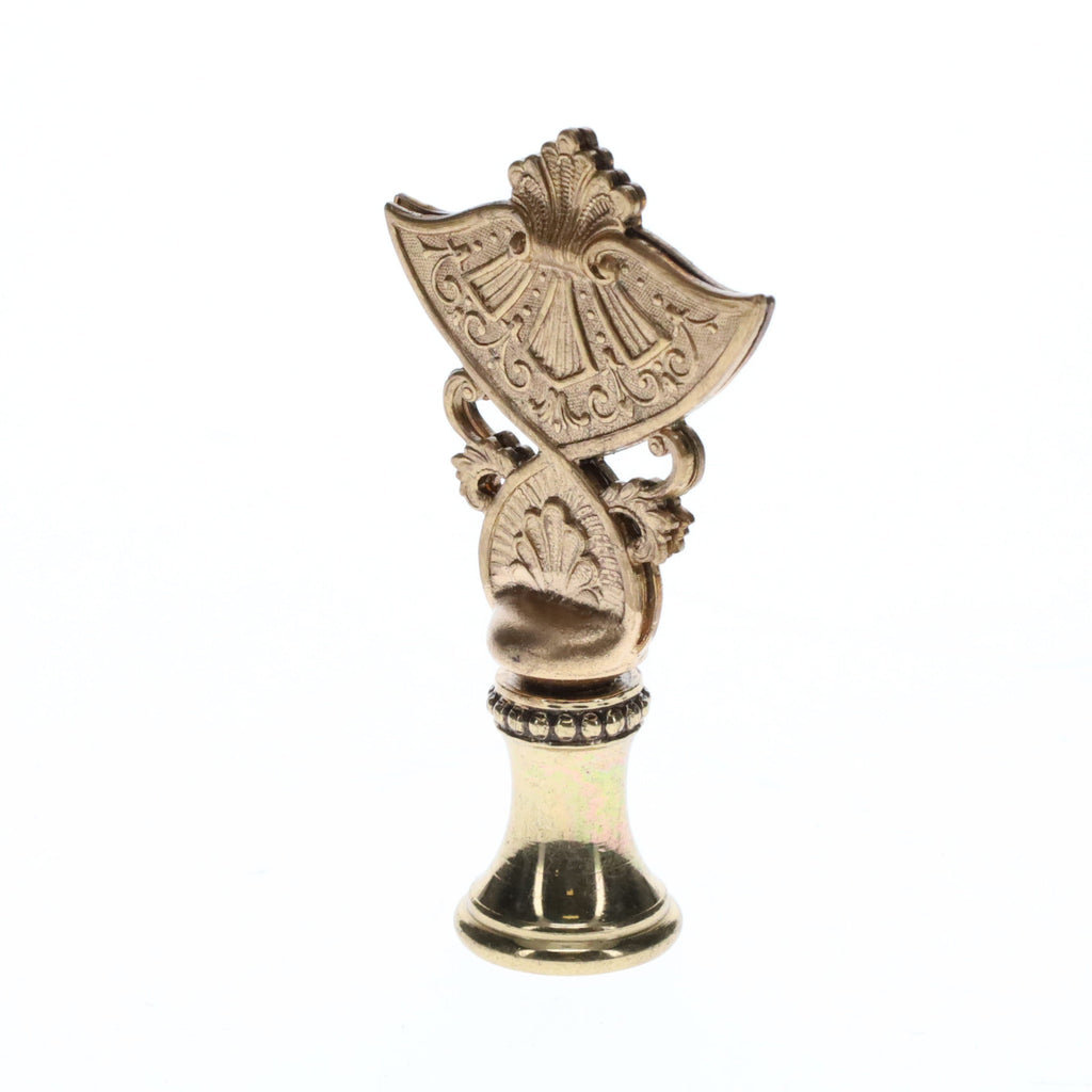 2-1/4" Tall Brass Finial Oriental Fan Scrollwork Pattern, 1/4-27F Tap (15132)