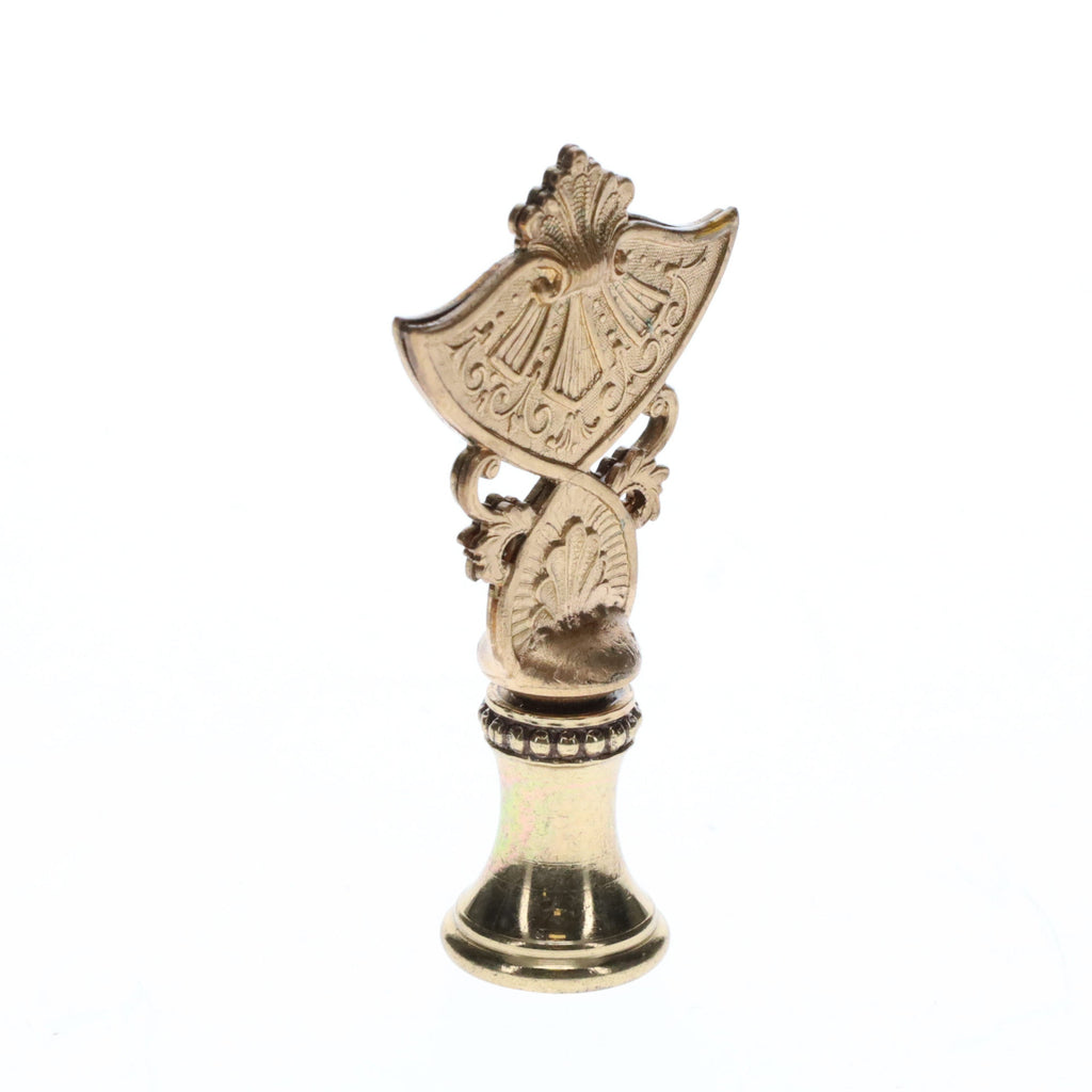 2-1/4" Tall Brass Finial Oriental Fan Scrollwork Pattern, 1/4-27F Tap (15132)