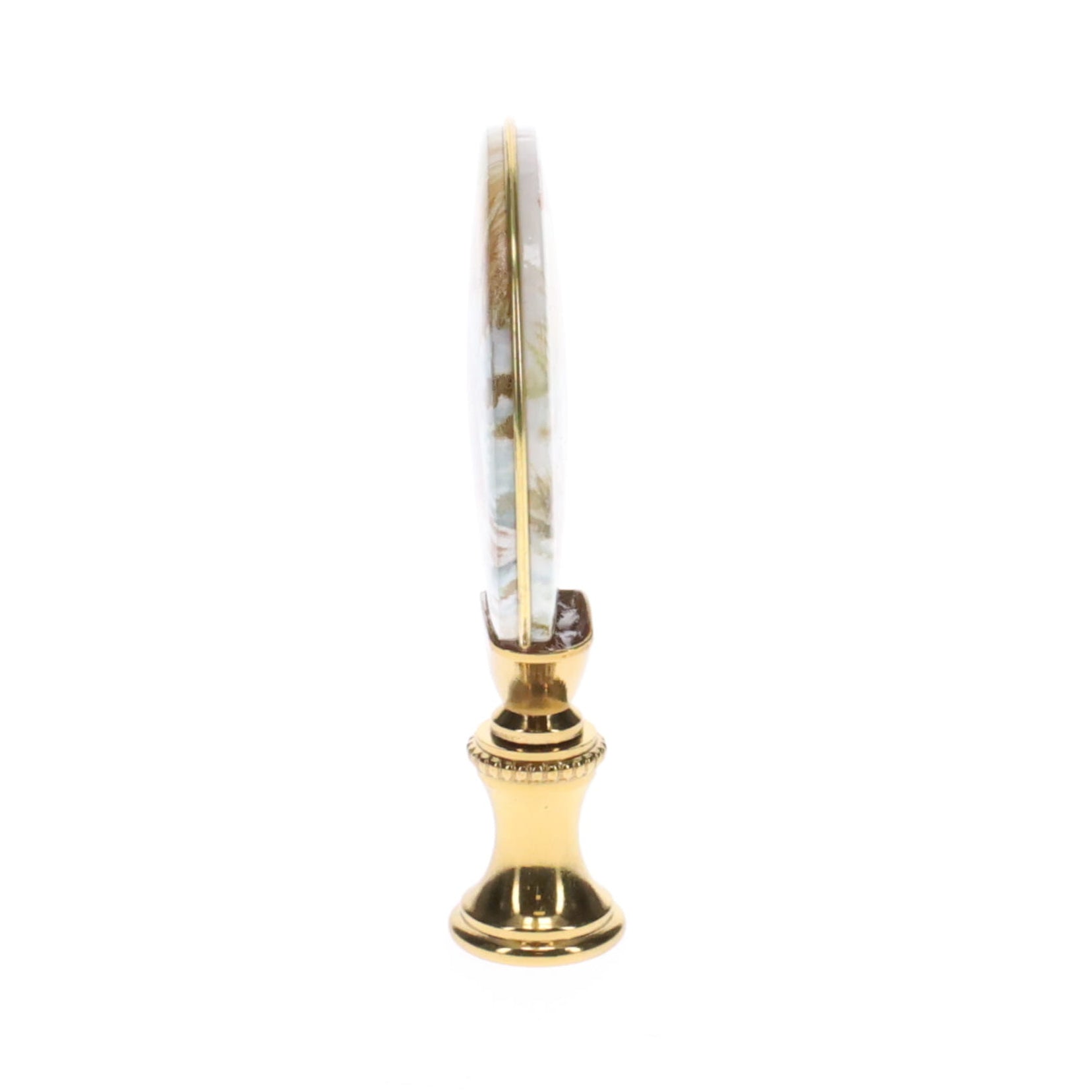 2-7/8" Tall Brass Finial, Picture of Ducks, Ceramic, 1/4-27F Tap (15133)