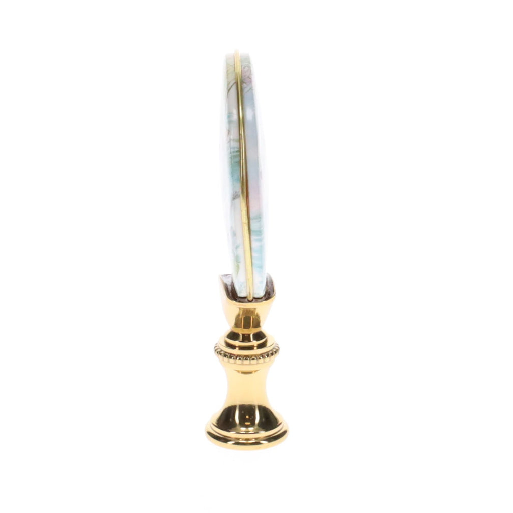 2-7/8" Tall Brass Finial, Picture of Swans, Ceramic, 1/4-27F Tap (15135)