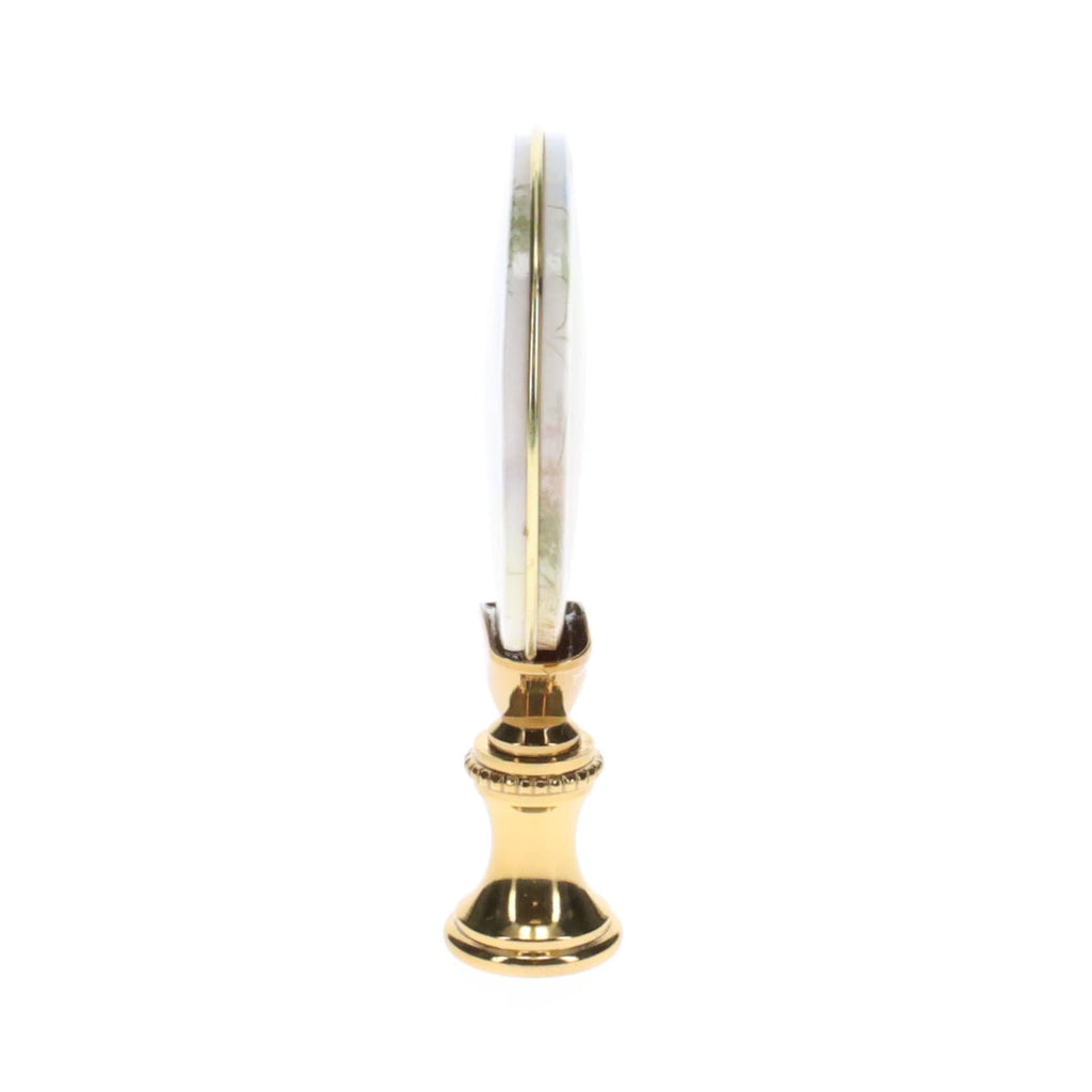 2-7/8" Tall Brass Finial, Picture of Cranes, Ceramic, 1/4-27F Tap (15136)