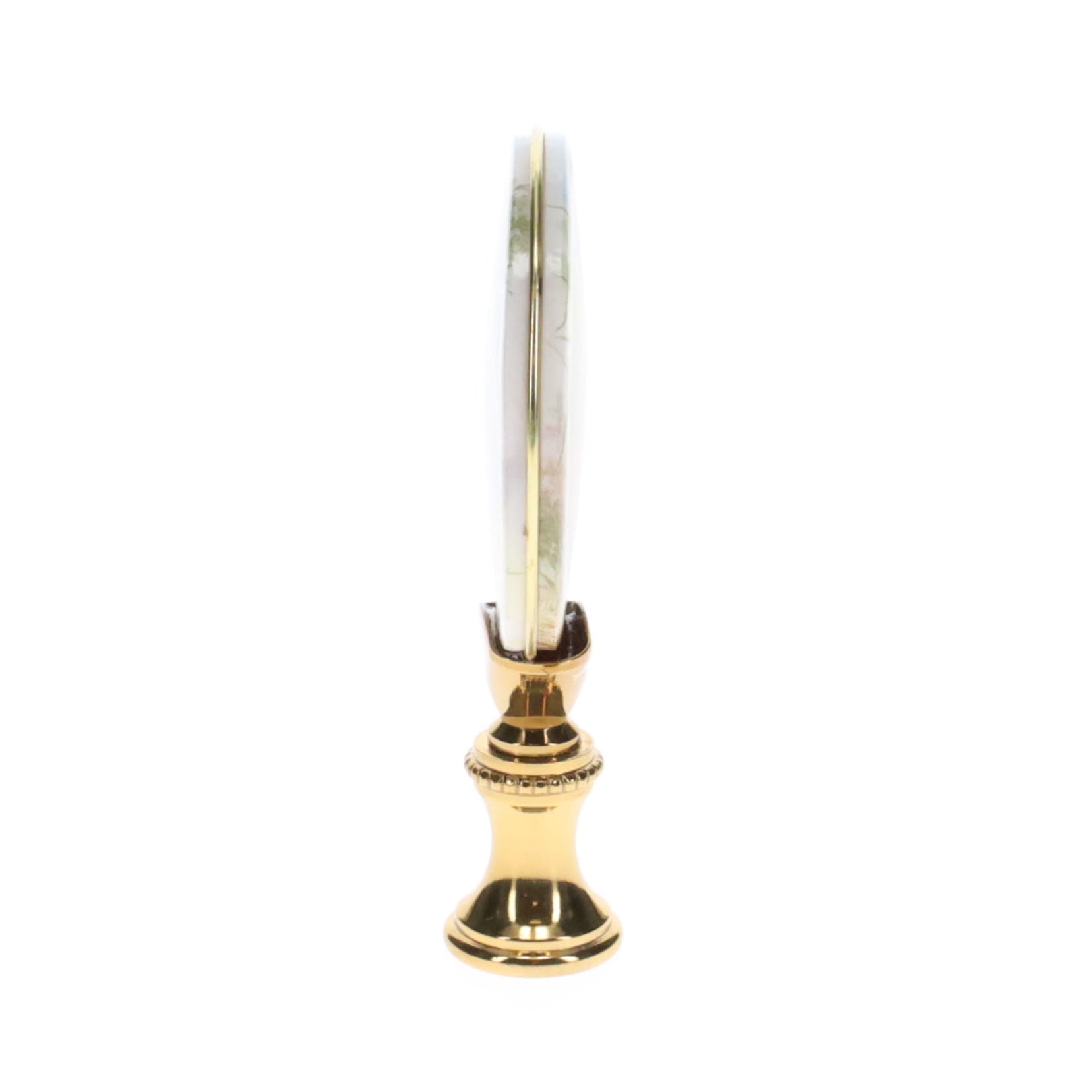 2-7/8" Tall Brass Finial, Picture of Cranes, Ceramic, 1/4-27F Tap (15136)