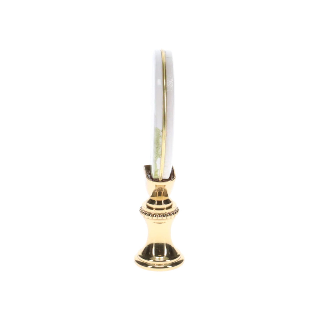 2-5/8" Tall Brass Finial, Picture of Falcons, Ceramic, 1/4-27F Tap (15137)