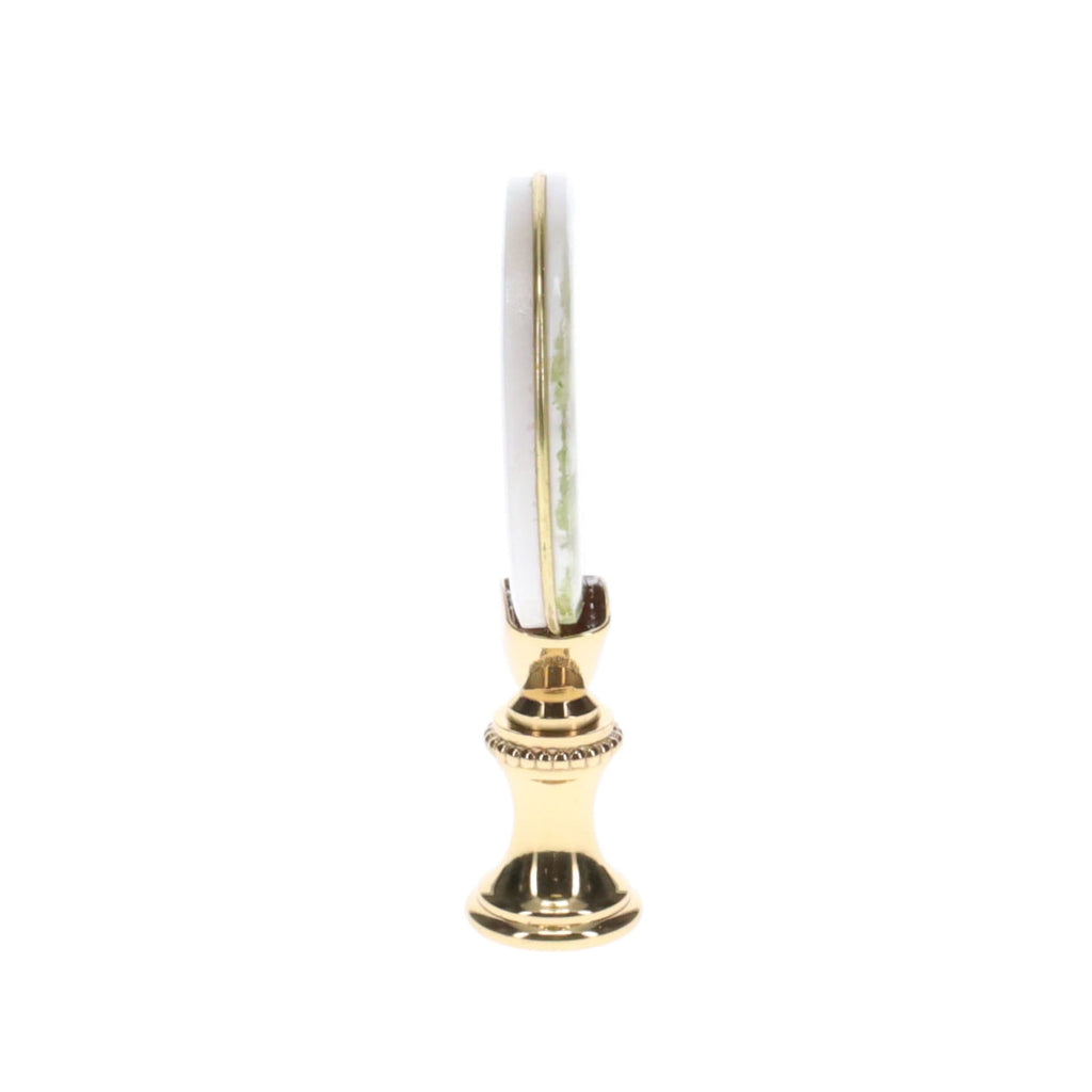 2-5/8" Tall Brass Finial, Picture of Falcons, Ceramic, 1/4-27F Tap (15137)