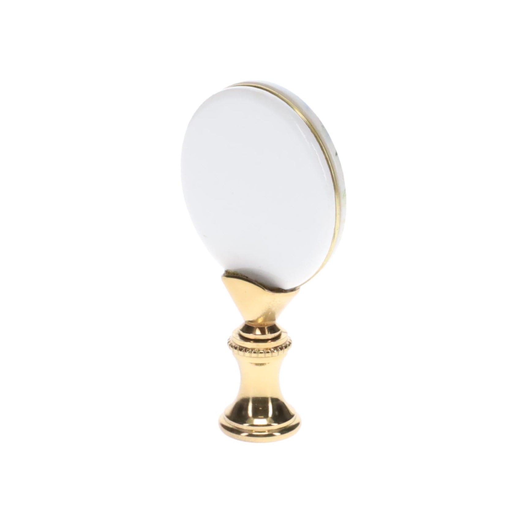 2-5/8" Tall Brass Finial, Picture of Hawks, Ceramic, 1/4-27F Tap (15138)