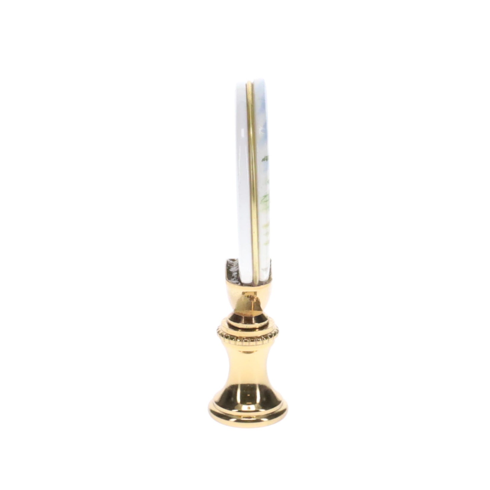 2-5/8" Tall Brass Finial, Picture of Hawks, Ceramic, 1/4-27F Tap (15138)