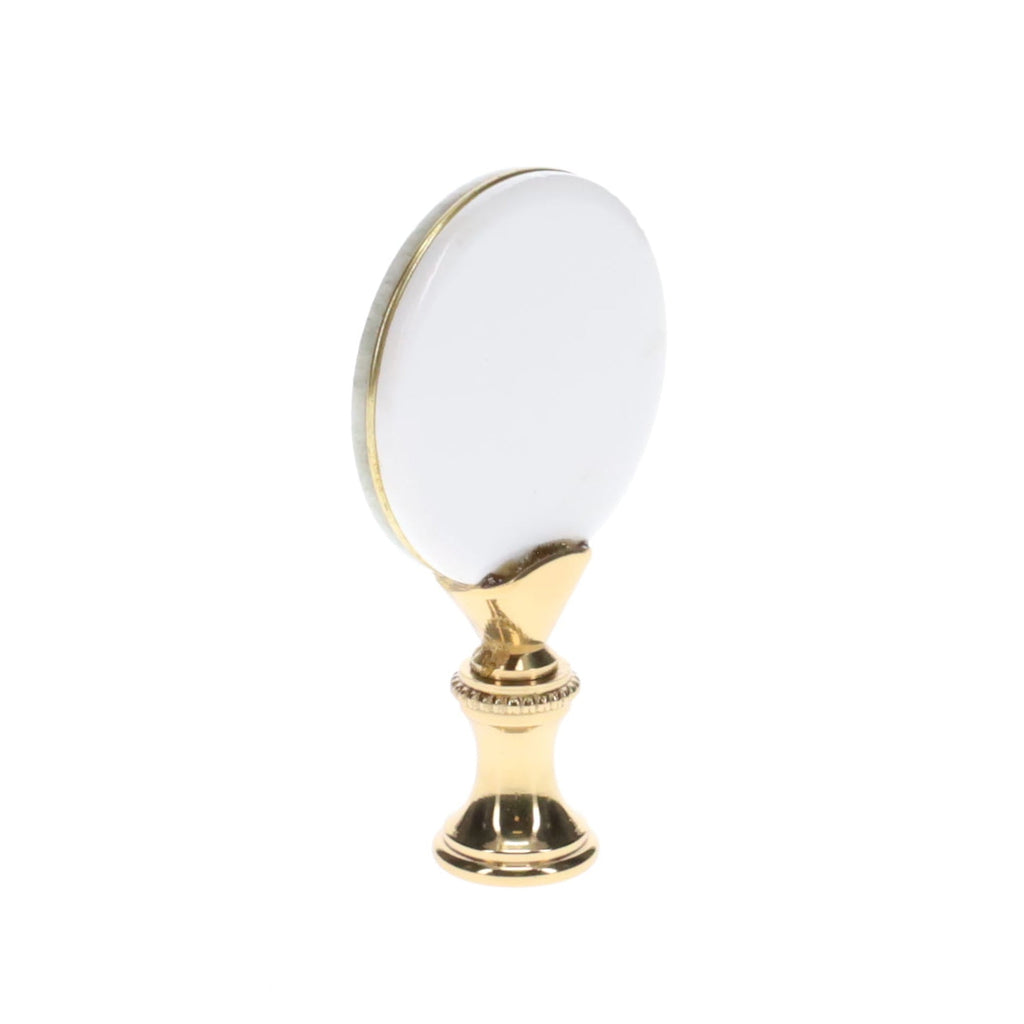2-5/8" Tall Brass Finial, Picture of Hawks, Ceramic, 1/4-27F Tap (15139)