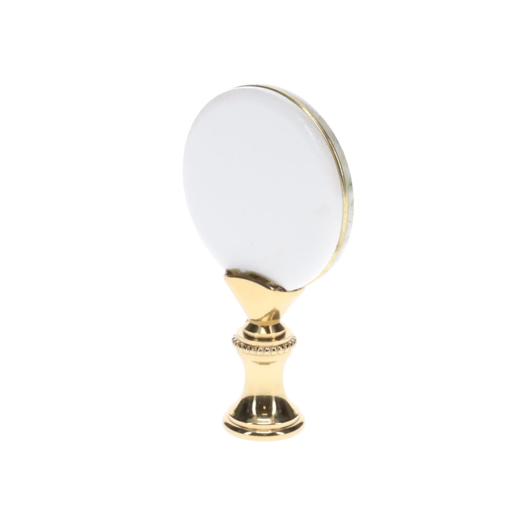 2-5/8" Tall Brass Finial, Picture of Hawks, Ceramic, 1/4-27F Tap (15139)