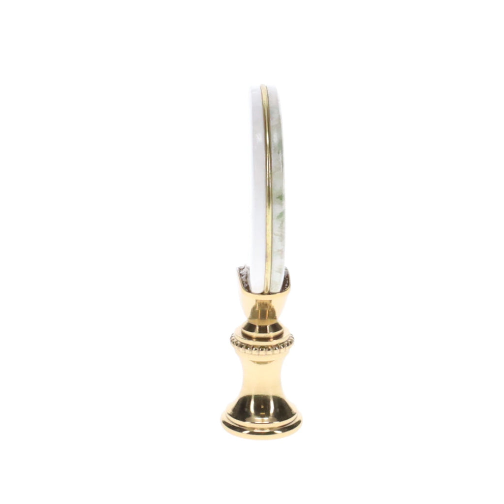 2-5/8" Tall Brass Finial, Picture of Hawks, Ceramic, 1/4-27F Tap (15139)